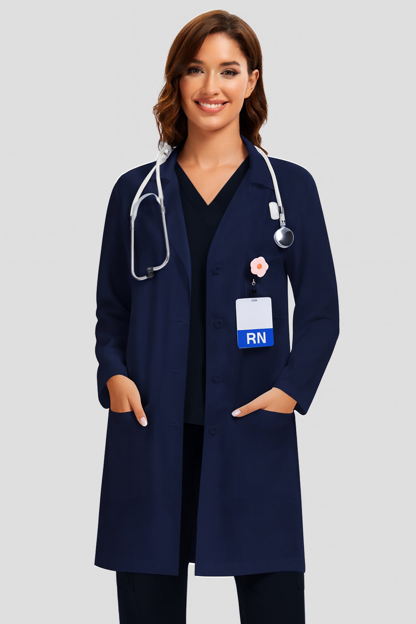 COZYFIT Lab Coat for Woman 3 Pocket, Long Sleeve Medical Coat
