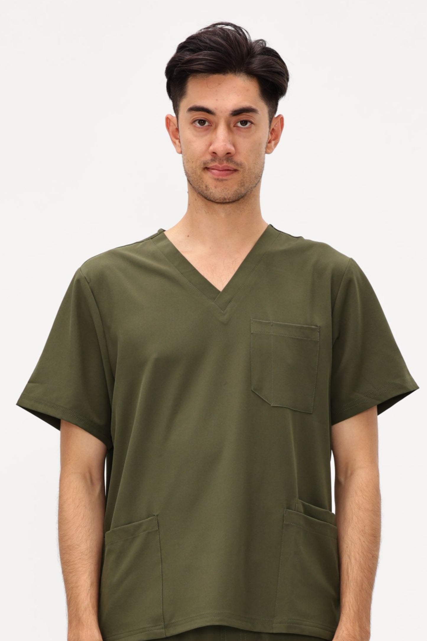 COZYFIT V-Neck Scrubs Tops with 3 Pockets for Men