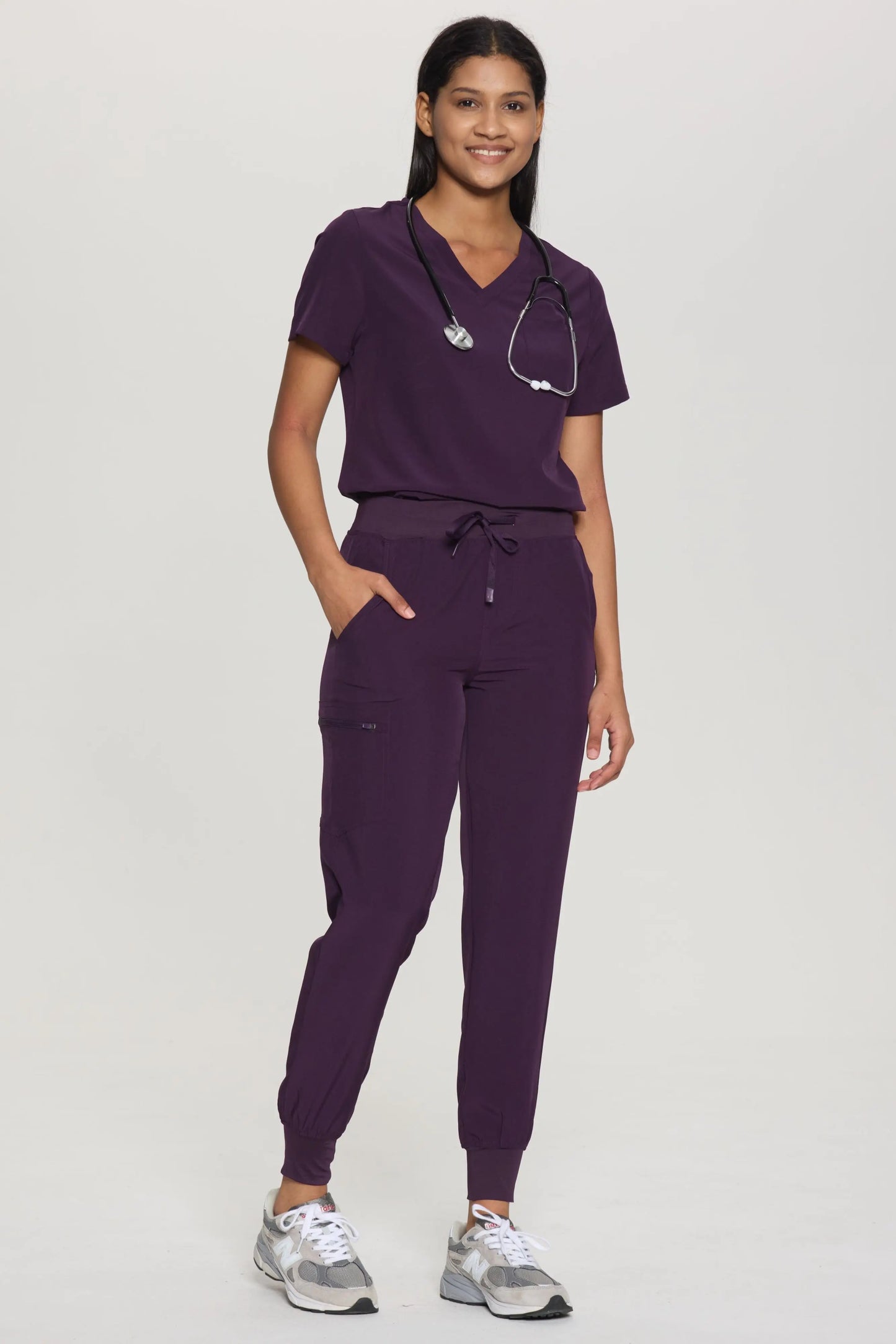 COZYFIT V-Neck Scrub Top&Jogger Pant with 8 Pockets for Women