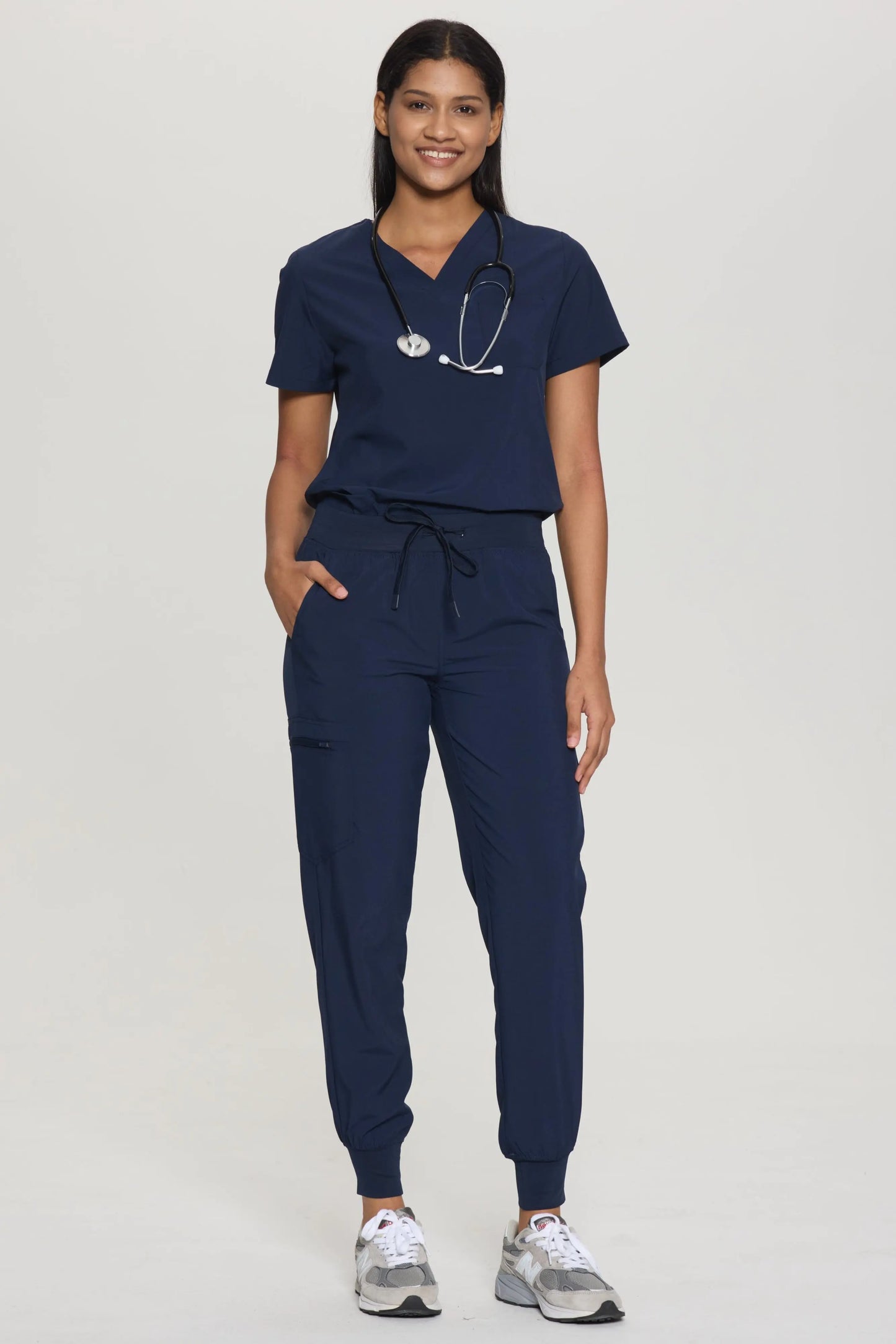 COZYFIT V-Neck Scrub Top&Jogger Pant with 8 Pockets for Women