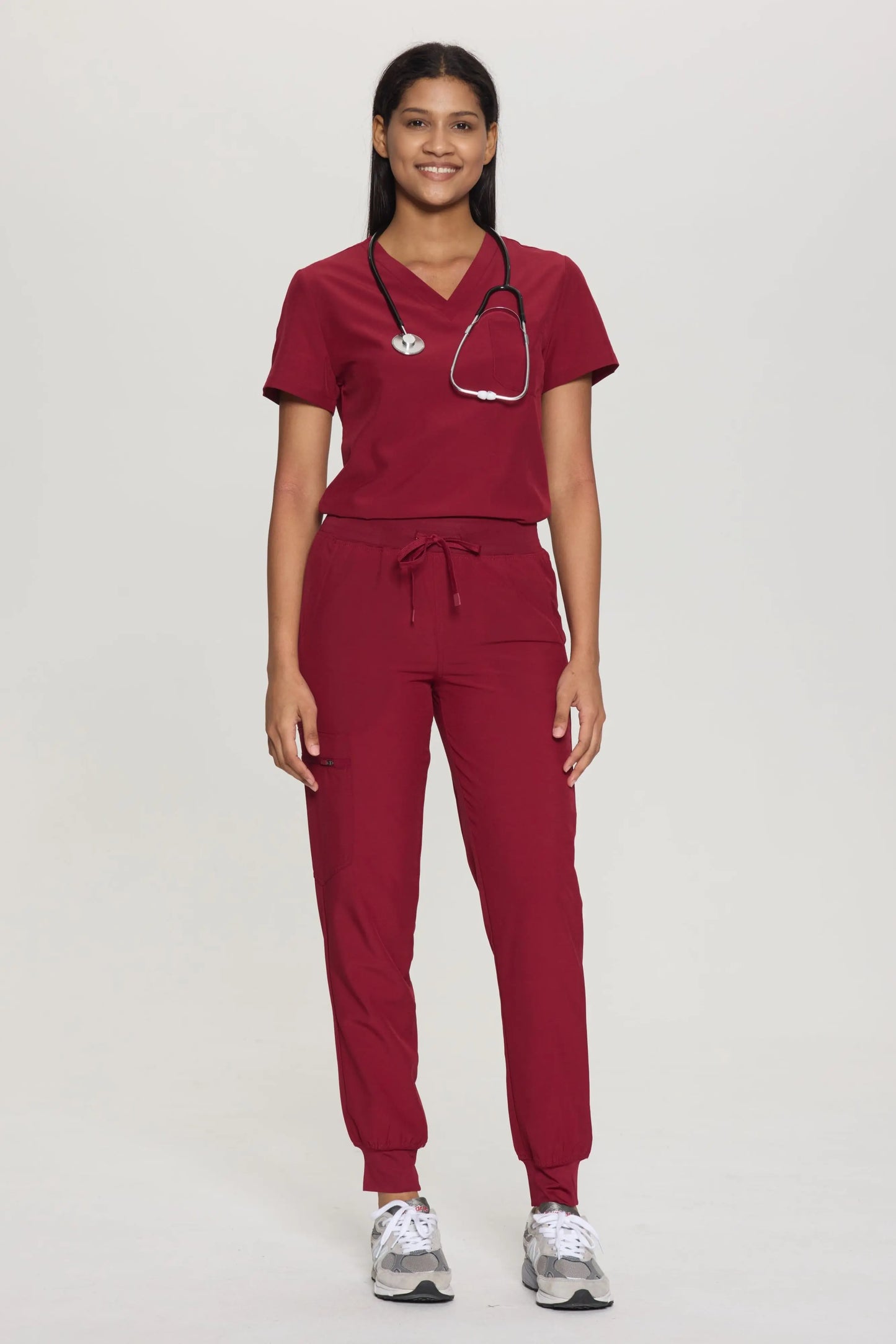 COZYFIT V-Neck Scrub Top&Jogger Pant with 8 Pockets for Women