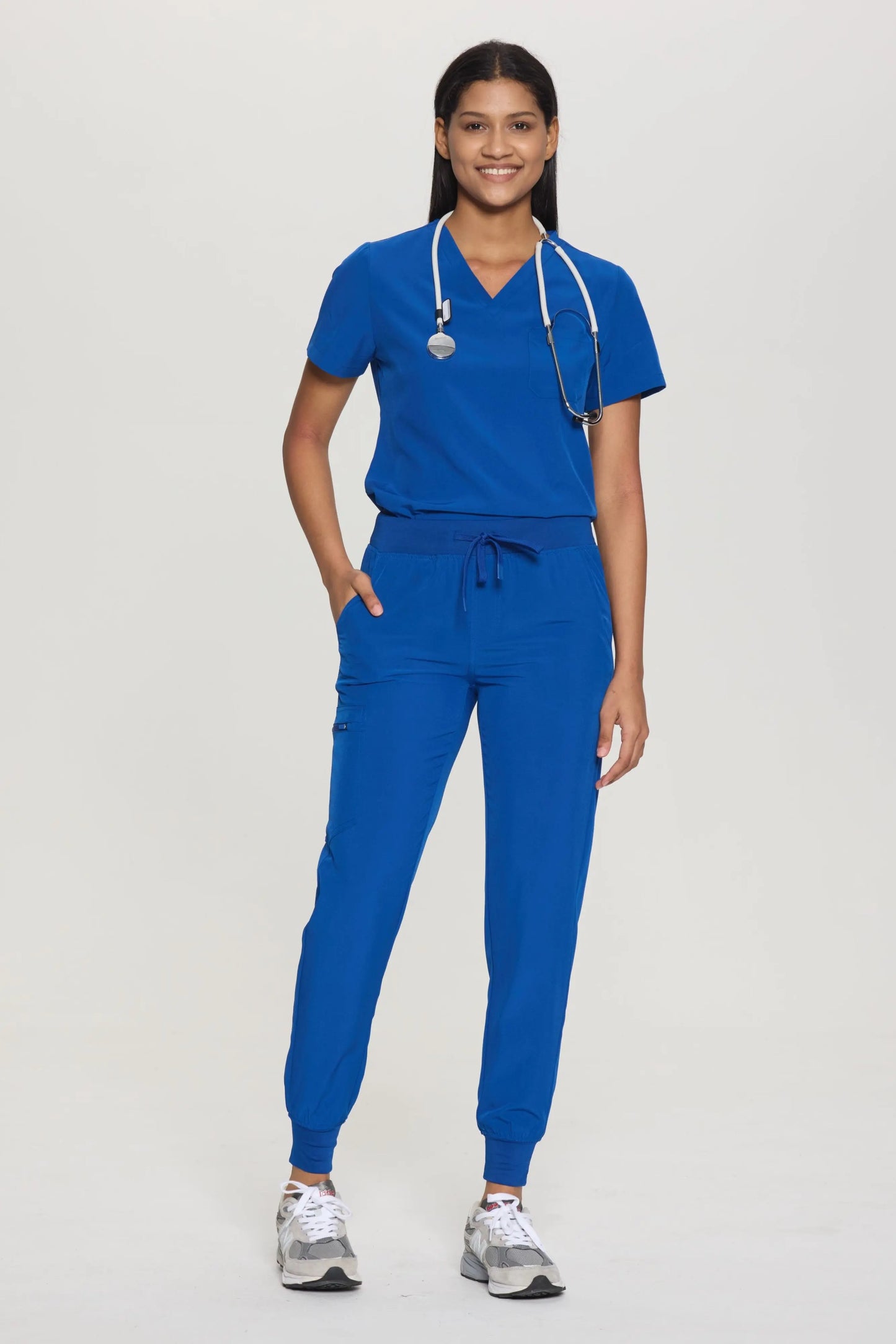 COZYFIT V-Neck Scrub Top&Jogger Pant with 8 Pockets for Women