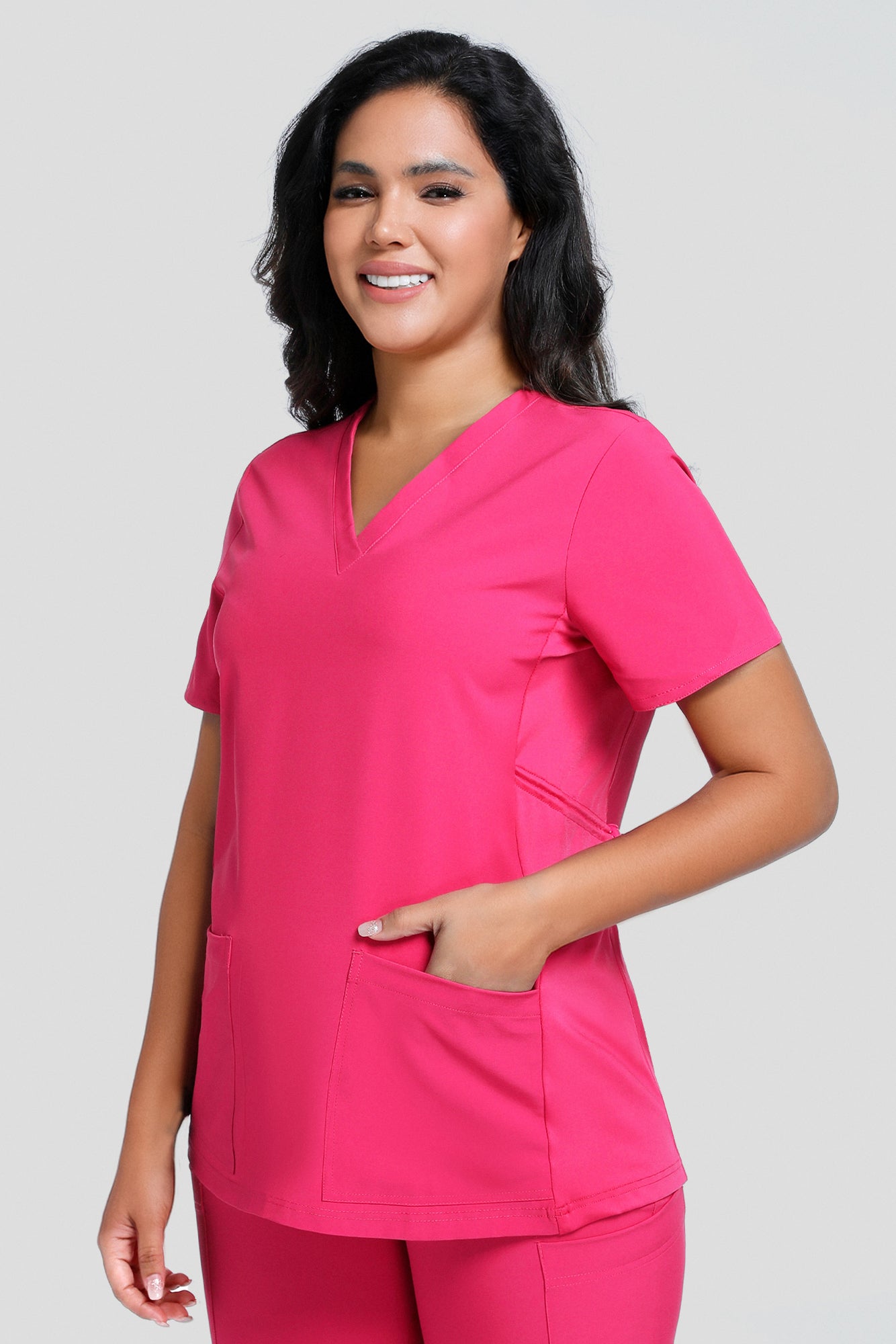Maternity Scrub Top - V-Neck Shirt, Workwear Pregnancy Scrubs with 2 Pockets