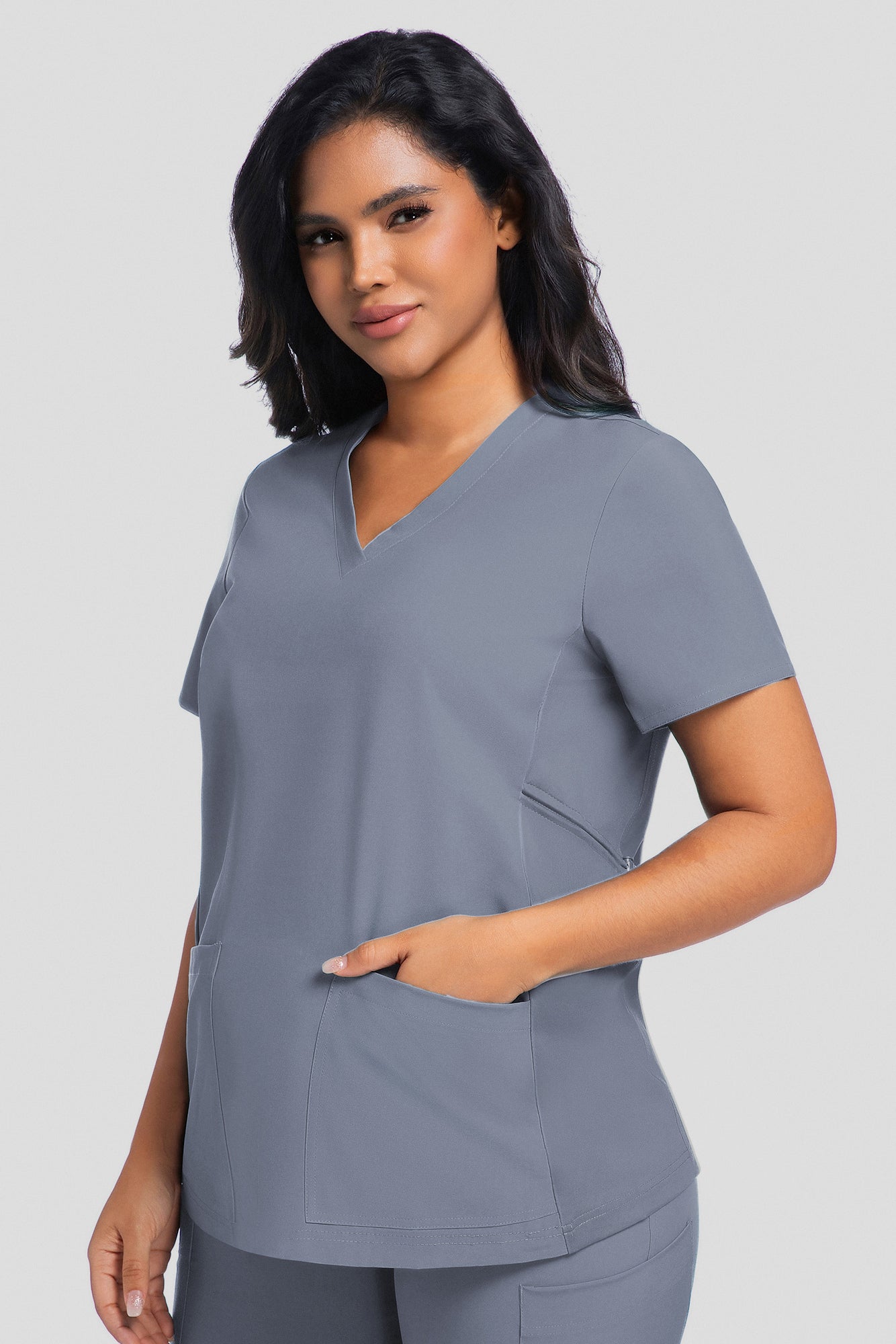 Maternity Scrub Top - V-Neck Shirt, Workwear Pregnancy Scrubs with 2 Pockets