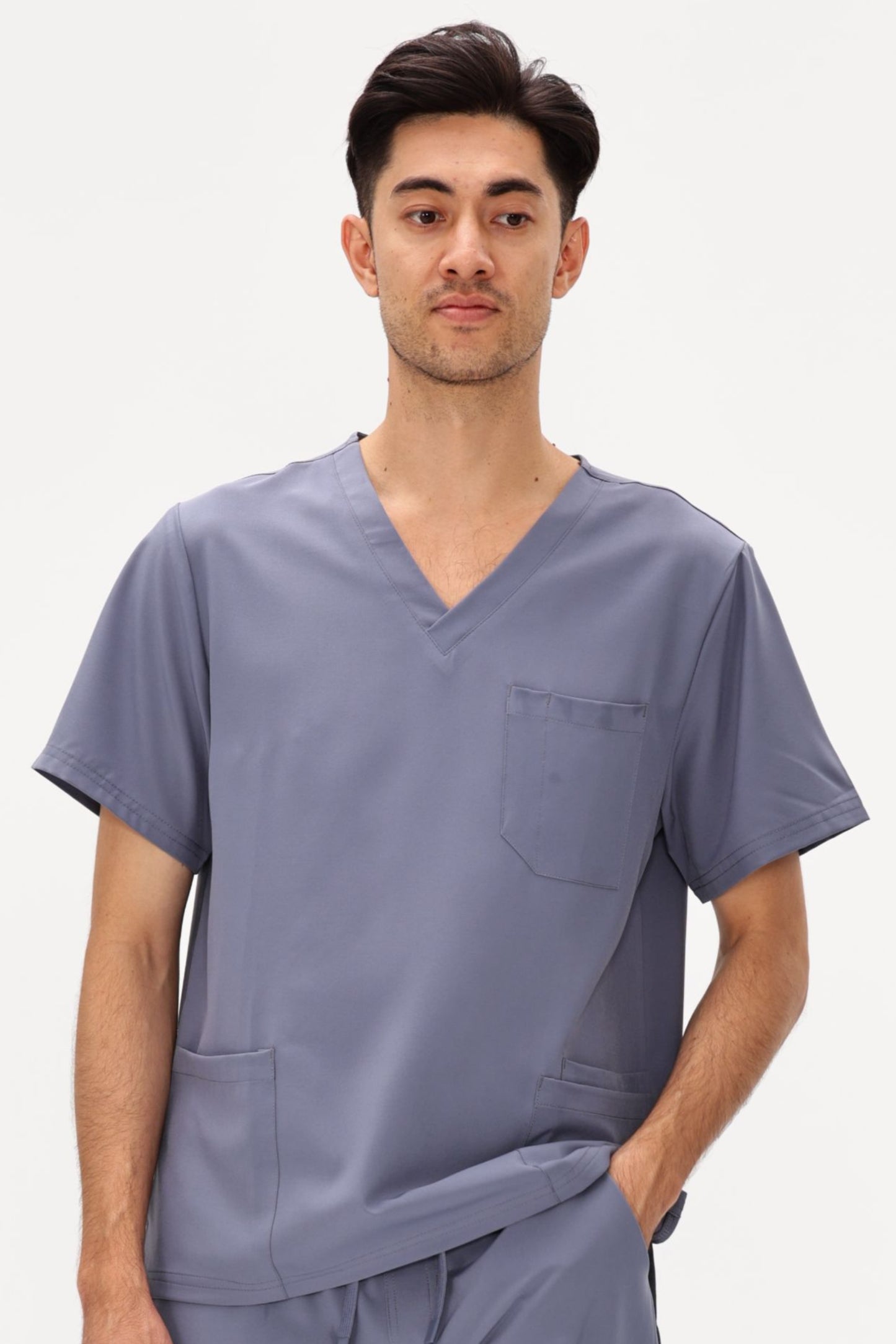 COZYFIT V-Neck Scrubs Tops with 3 Pockets for Men