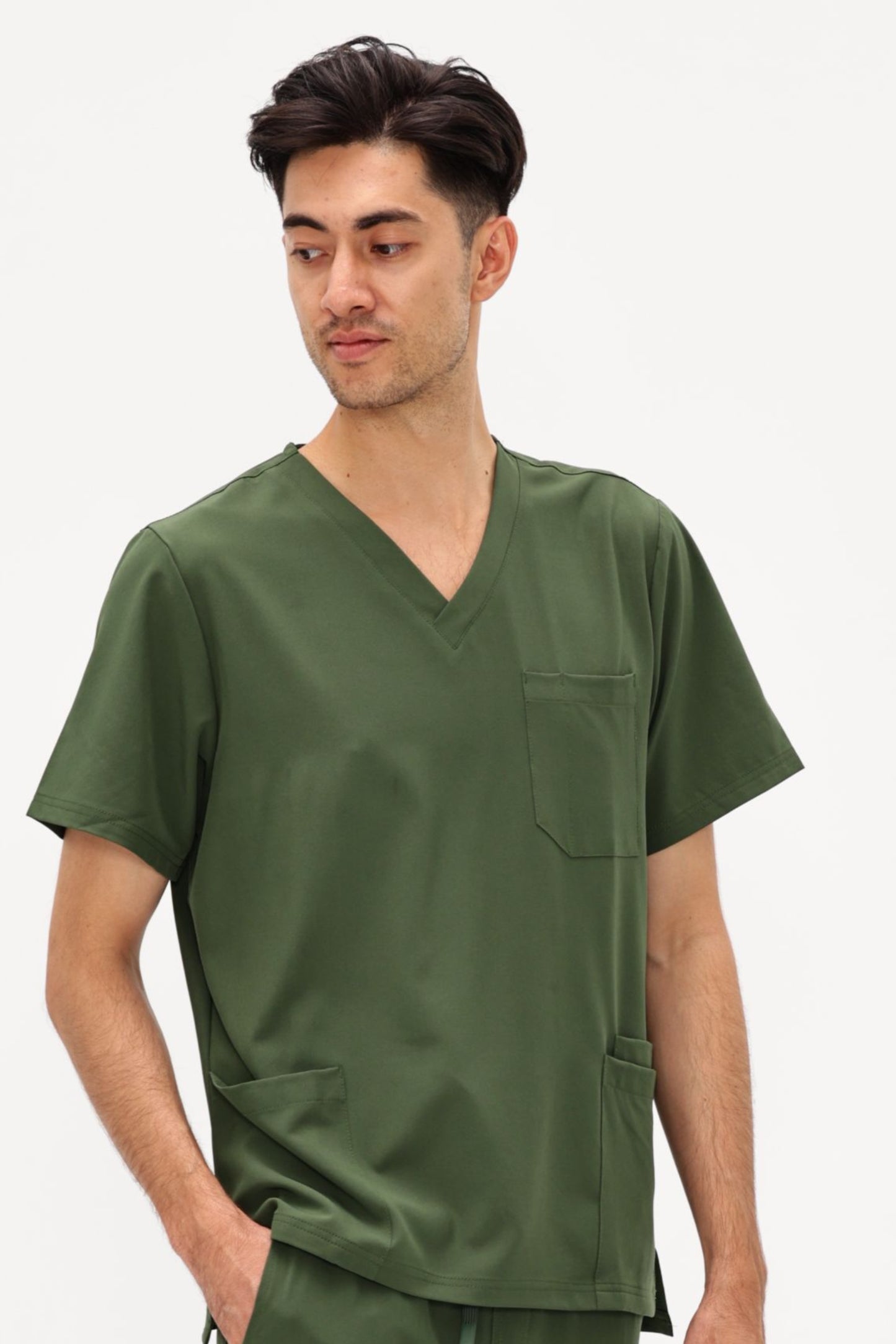 COZYFIT V-Neck Scrubs Tops with 3 Pockets for Men