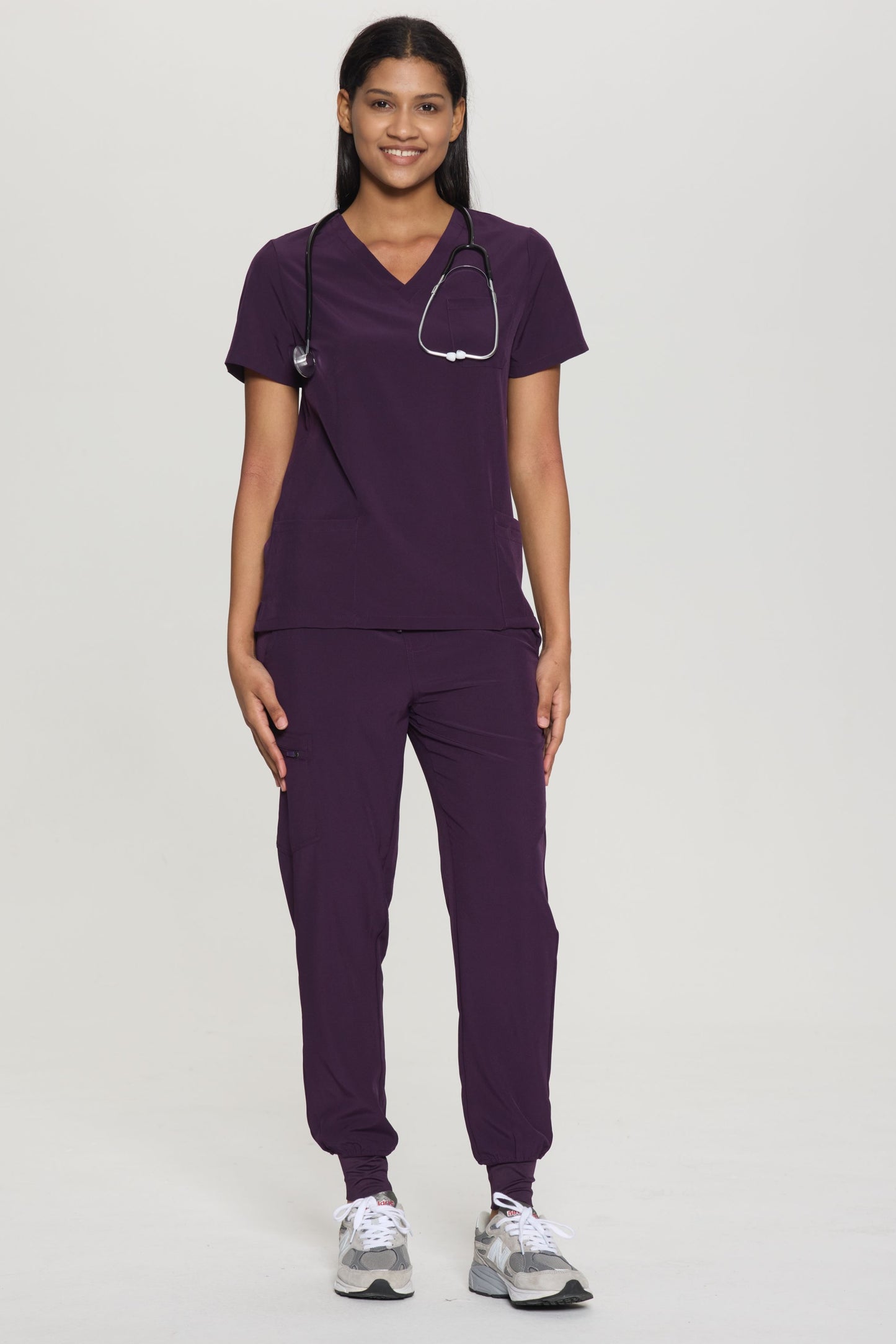 COZYFIT V-Neck Scrub Top&Jogger Pant with 8 Pockets for Women