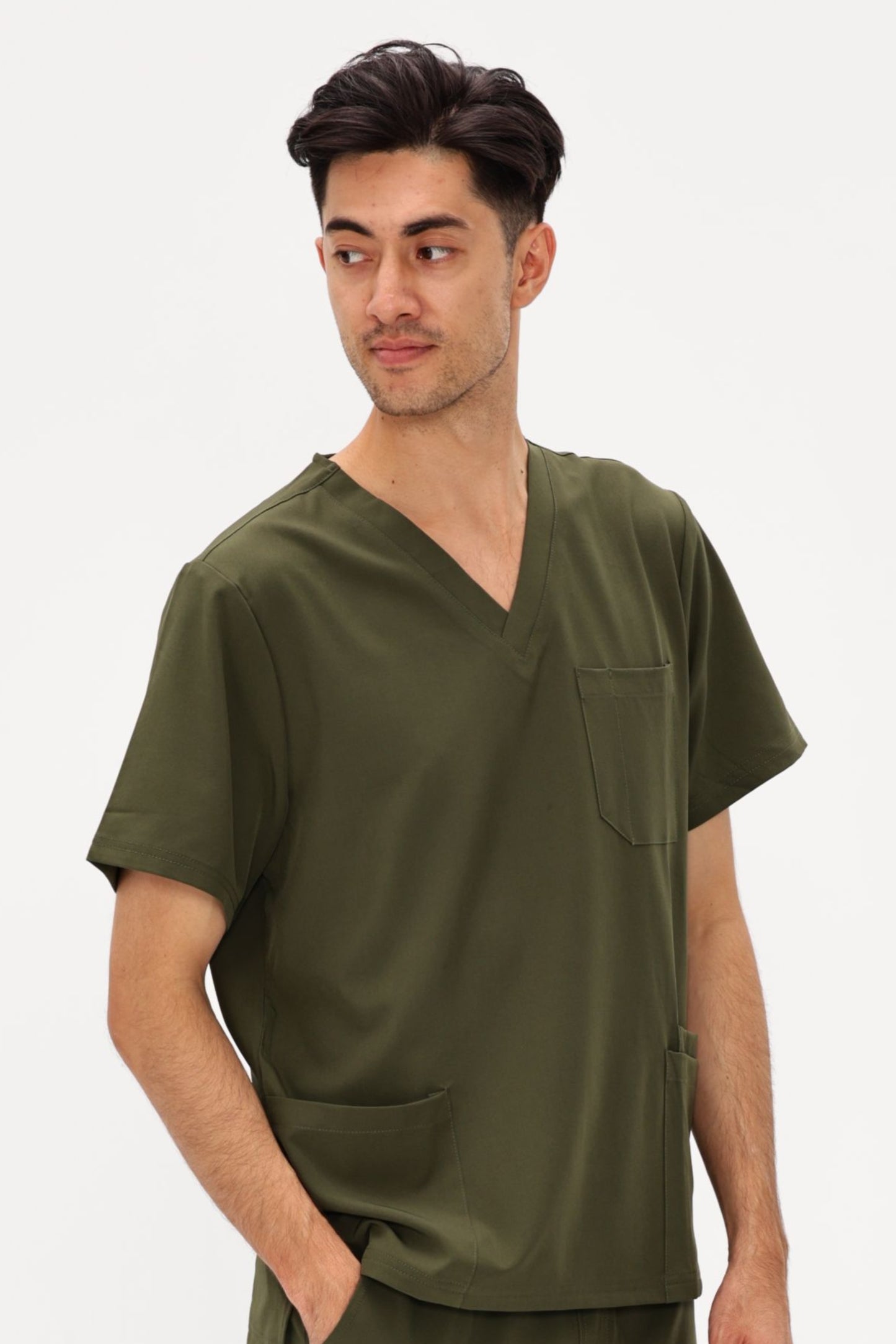 COZYFIT V-Neck Scrubs Tops with 3 Pockets for Men