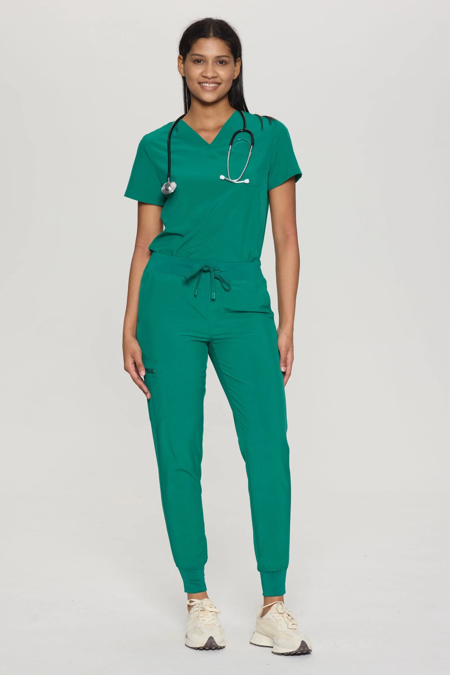 COZYFIT V-Neck Scrub Top&Jogger Pant with 8 Pockets for Women