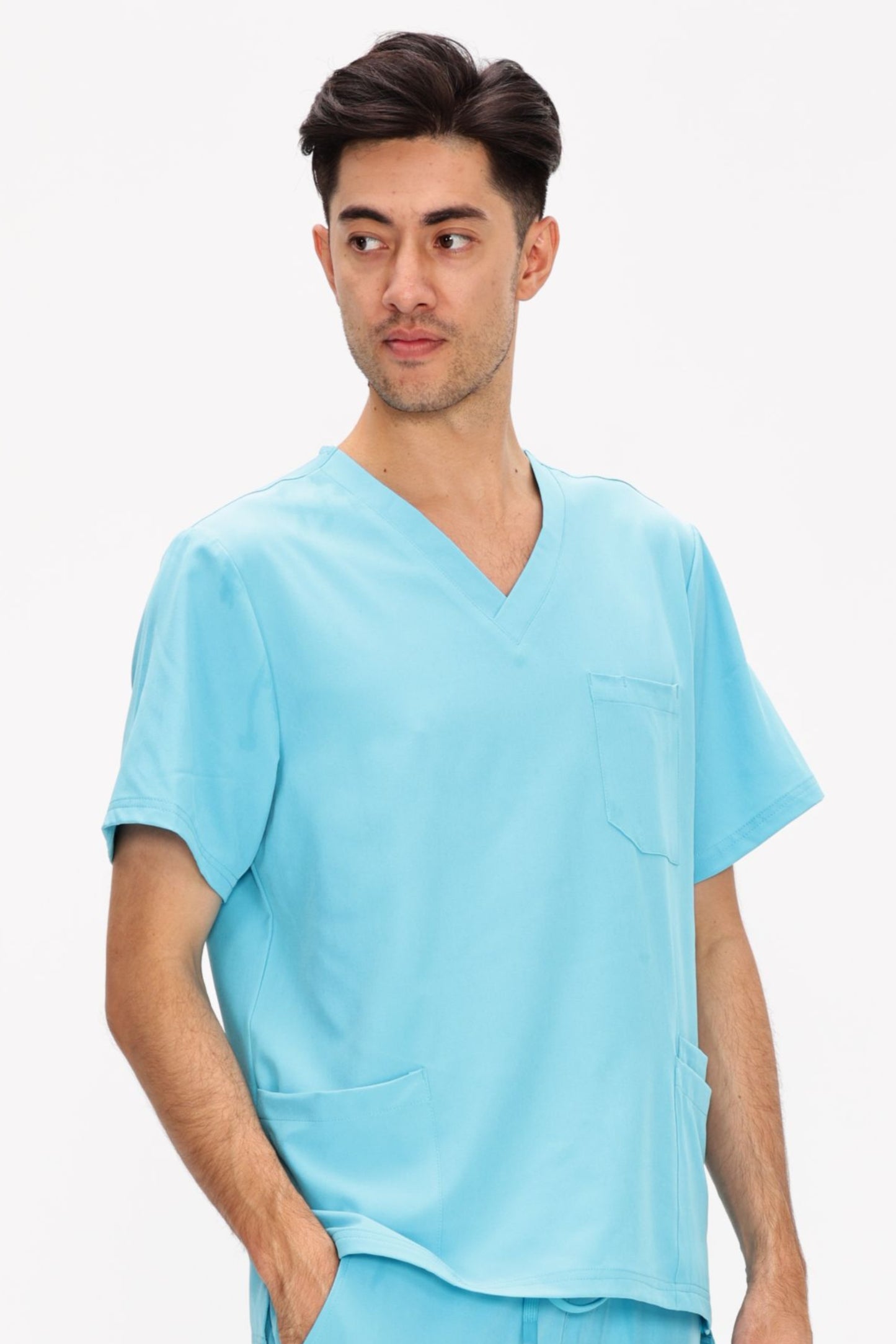 COZYFIT V-Neck Scrubs Tops with 3 Pockets for Men