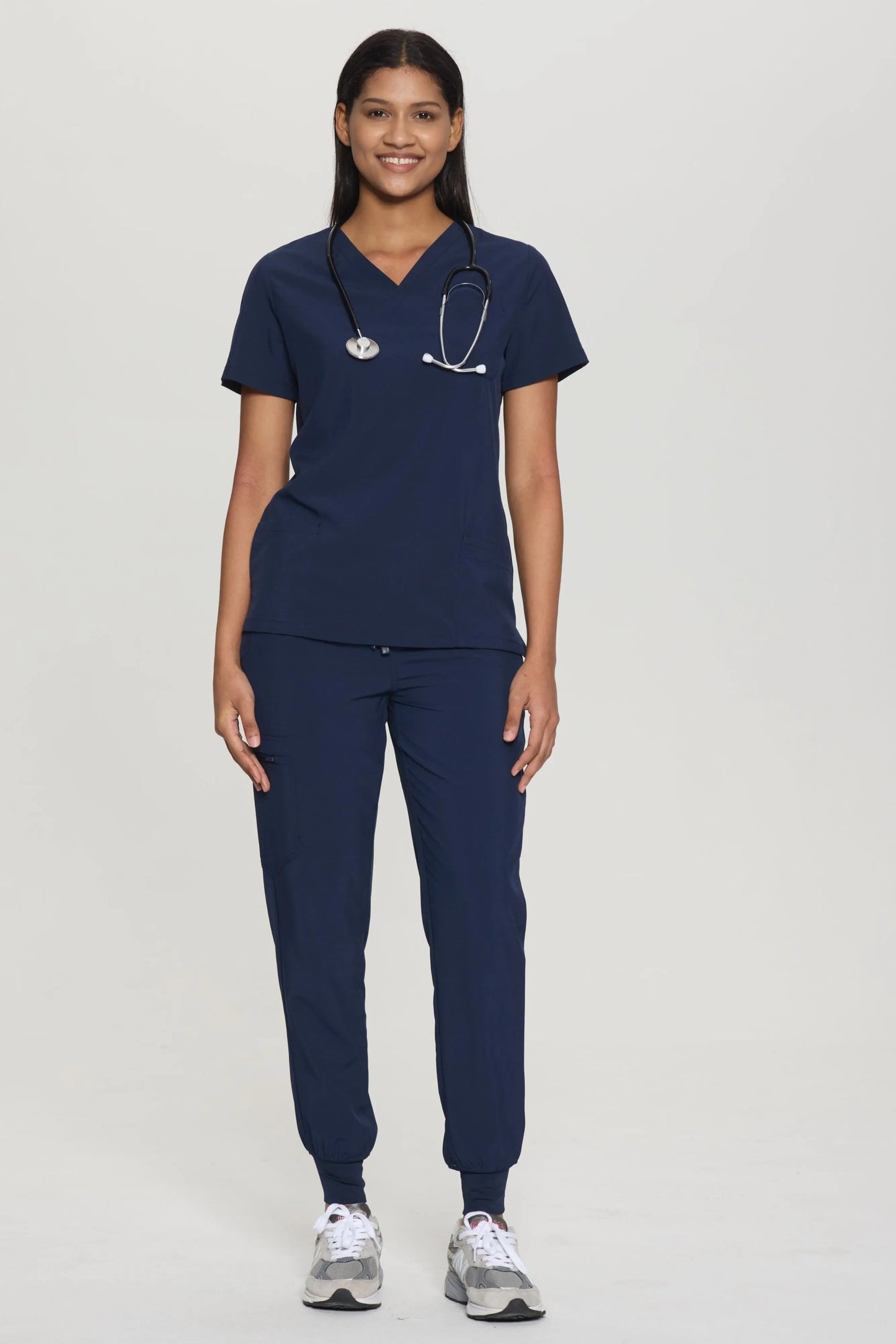 COZYFIT V-Neck Scrub Top&Jogger Pant with 8 Pockets for Women