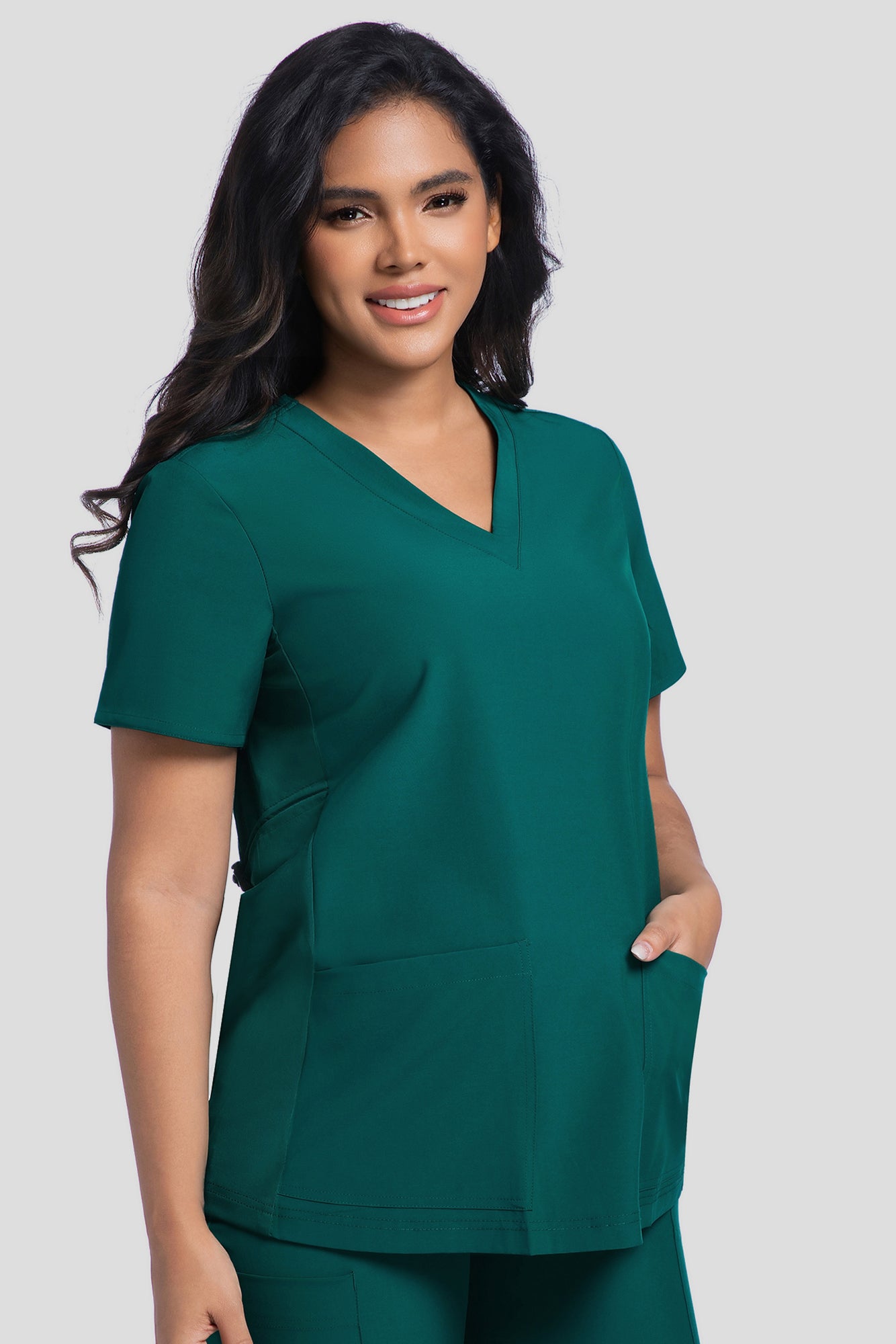Maternity Scrub Top - V-Neck Shirt, Workwear Pregnancy Scrubs with 2 Pockets