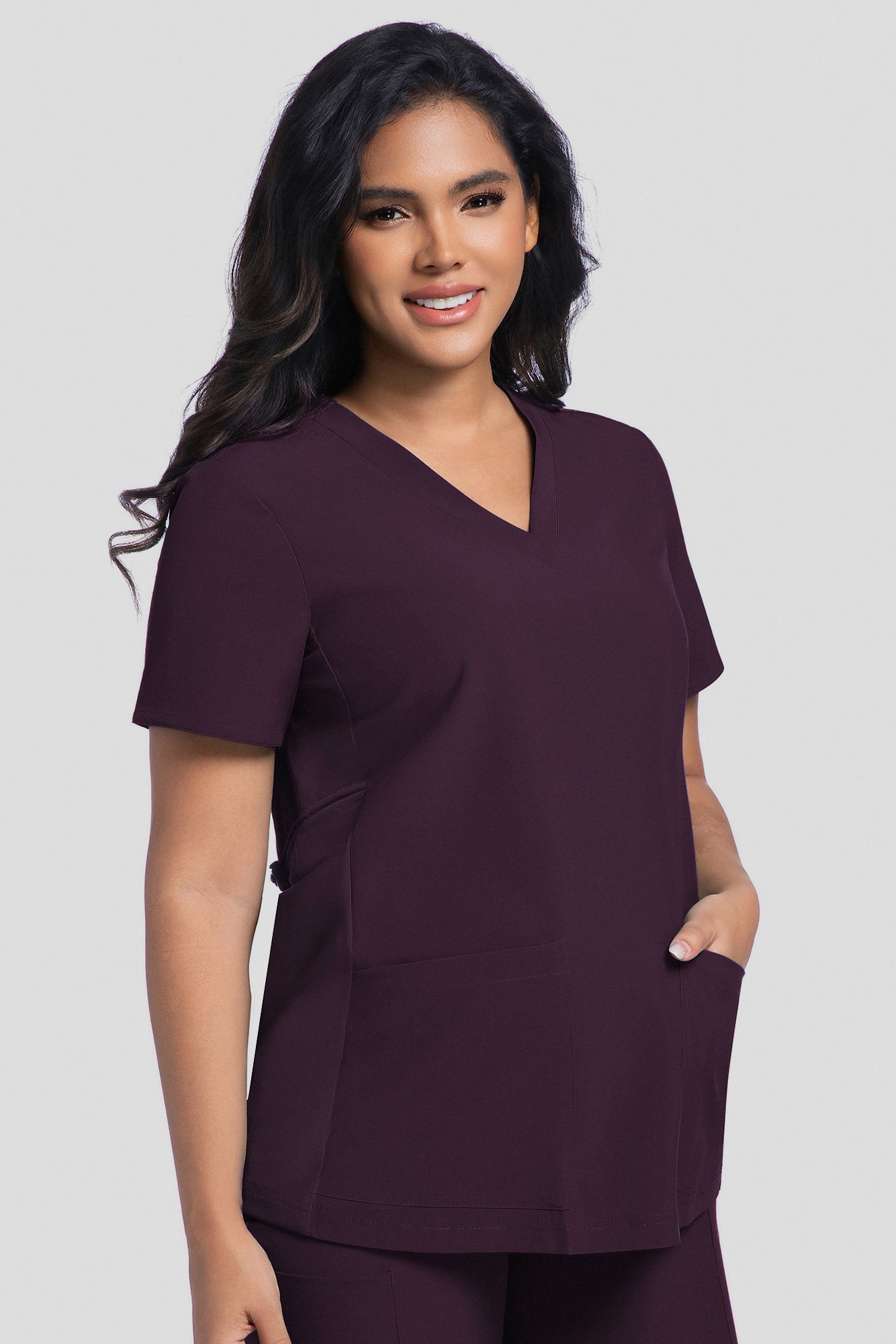 Maternity Scrub Top - V-Neck Shirt, Workwear Pregnancy Scrubs with 2 Pockets