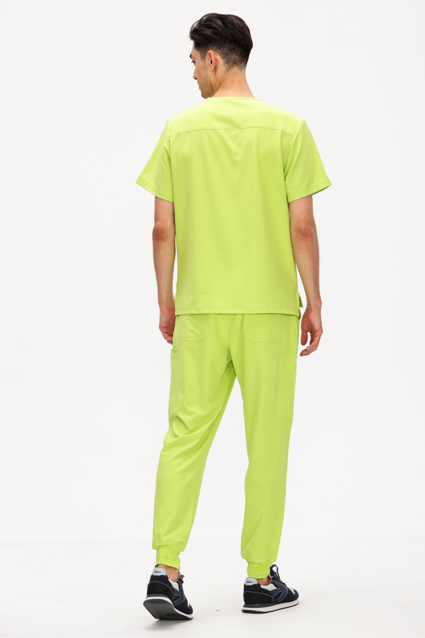 COZYFIT 4 Pockets V-Neck Scrub Top and 7 Pockets Jogger Pants Mens Scrubs Set