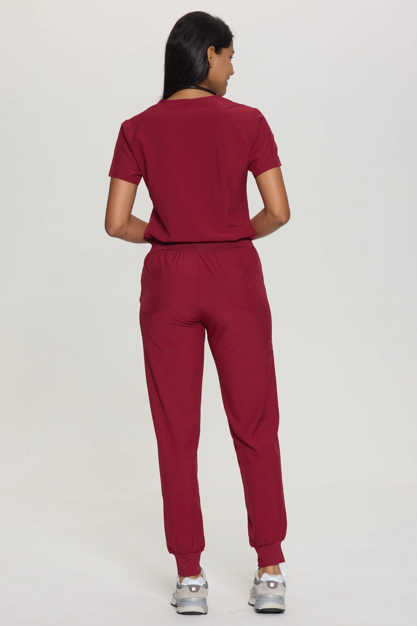 COZYFIT V-Neck Scrub Top&Jogger Pant with 8 Pockets for Women