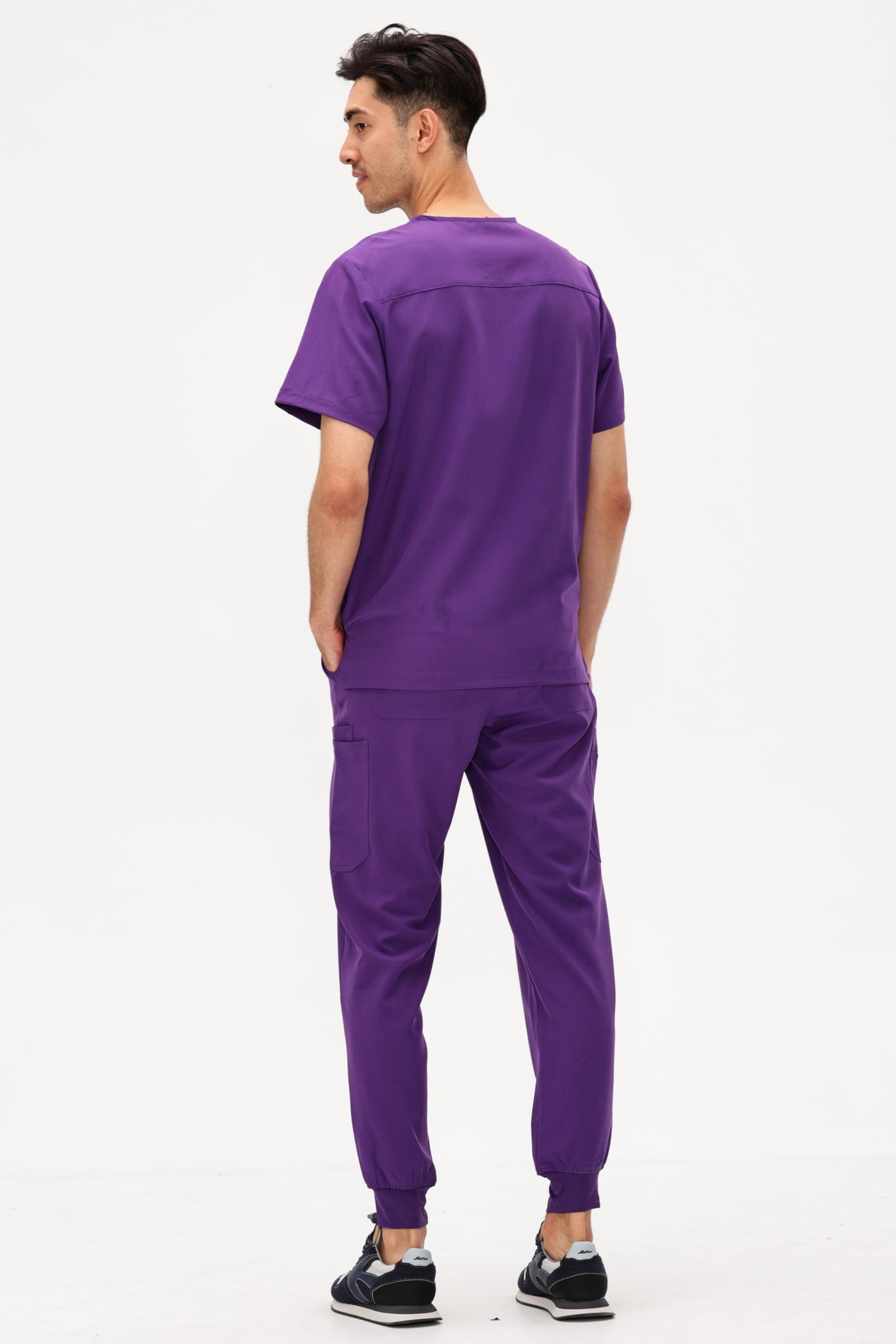 COZYFIT 4 Pockets V-Neck Scrub Top and 7 Pockets Jogger Pants Mens Scrubs Set