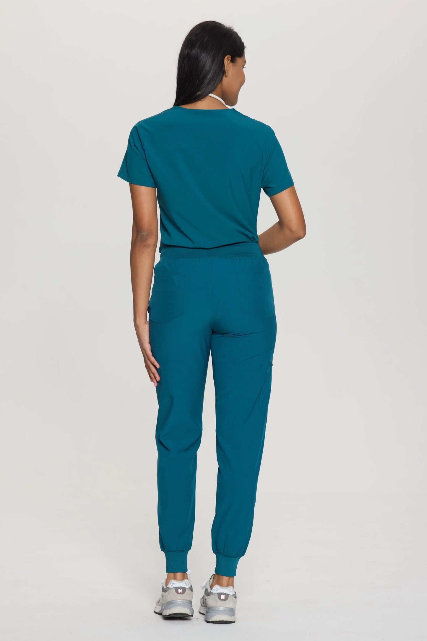 COZYFIT V-Neck Scrub Top&Jogger Pant with 8 Pockets for Women