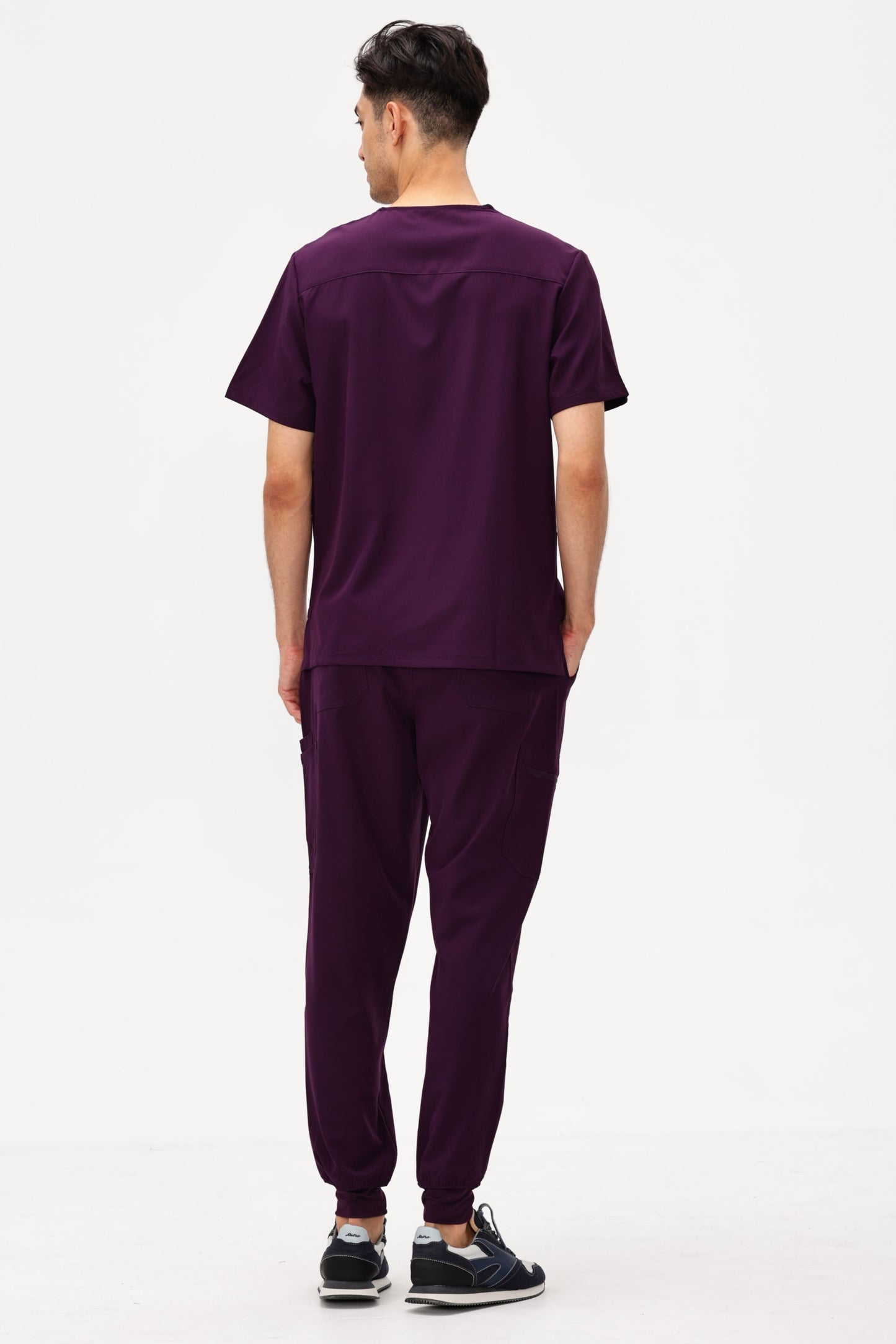 COZYFIT 4 Pockets V-Neck Scrub Top and 7 Pockets Jogger Pants Mens Scrubs Set