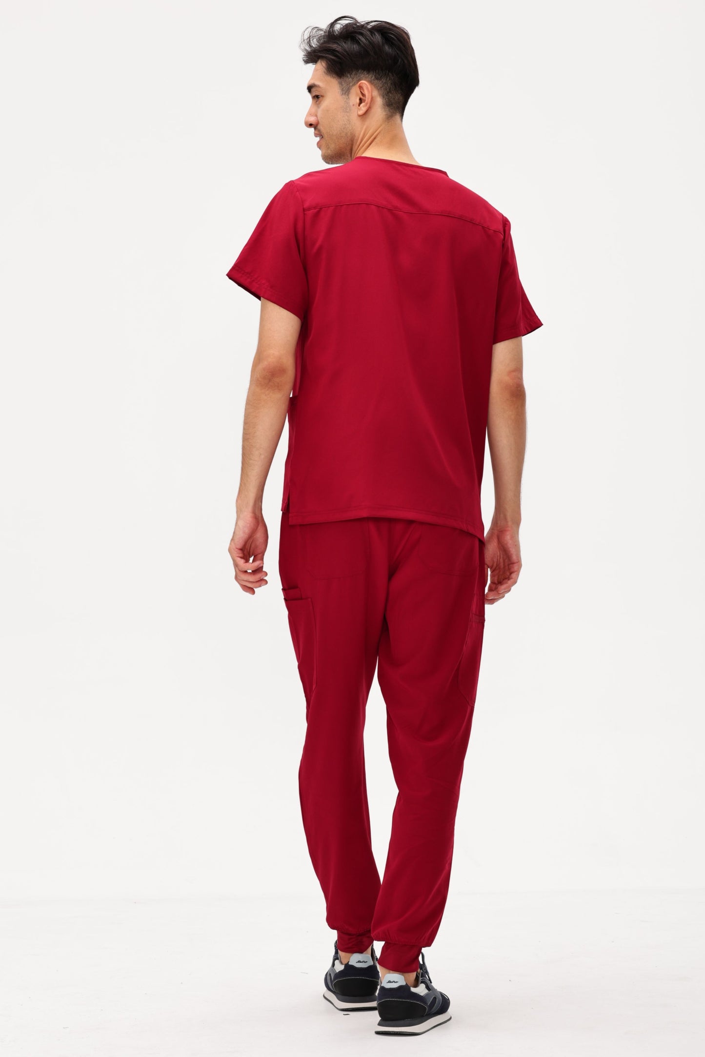 COZYFIT 4 Pockets V-Neck Scrub Top and 7 Pockets Jogger Pants Mens Scrubs Set