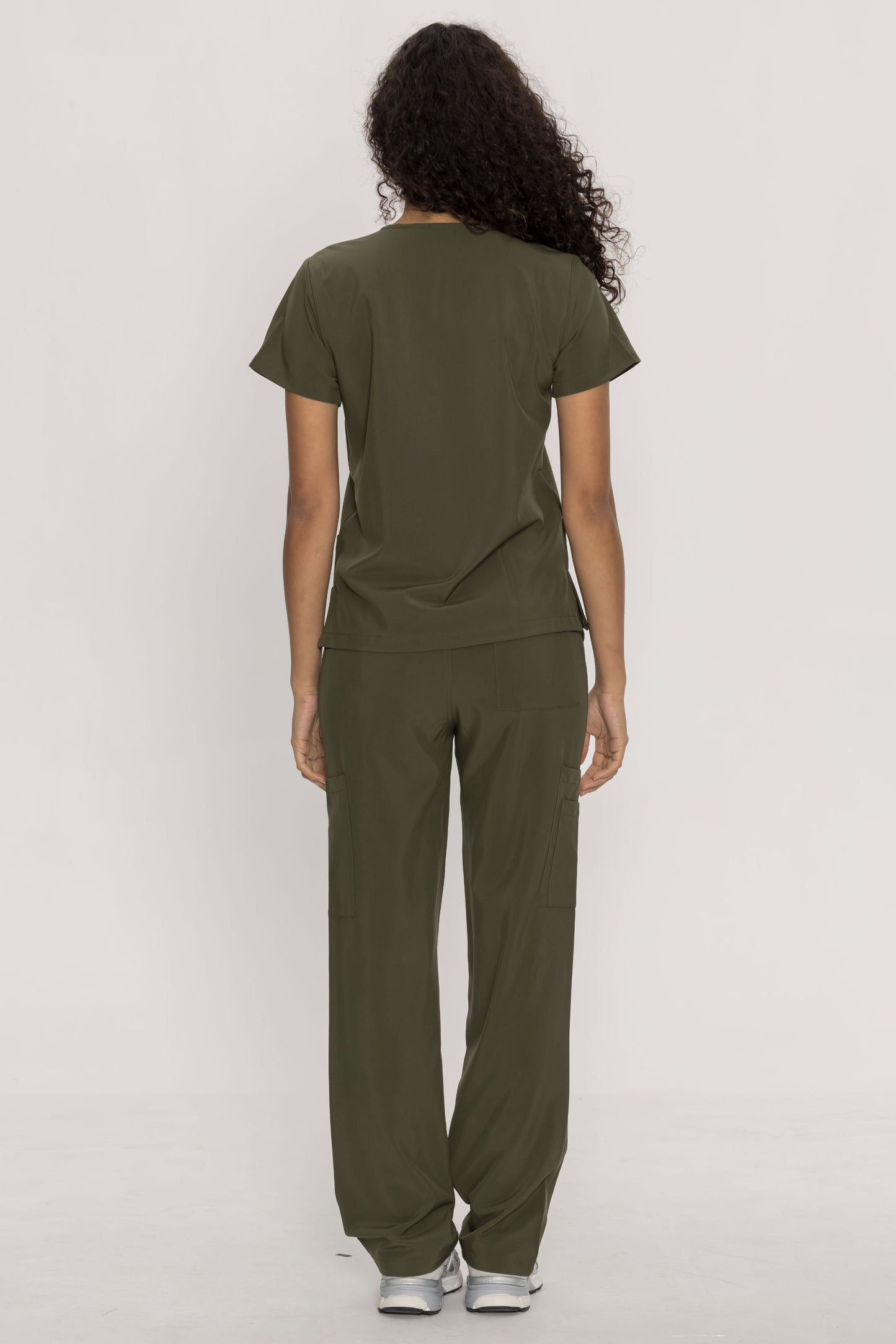 COZYFIT V-Neck Scrub Top & Straight Leg Pants with 9 Pockets