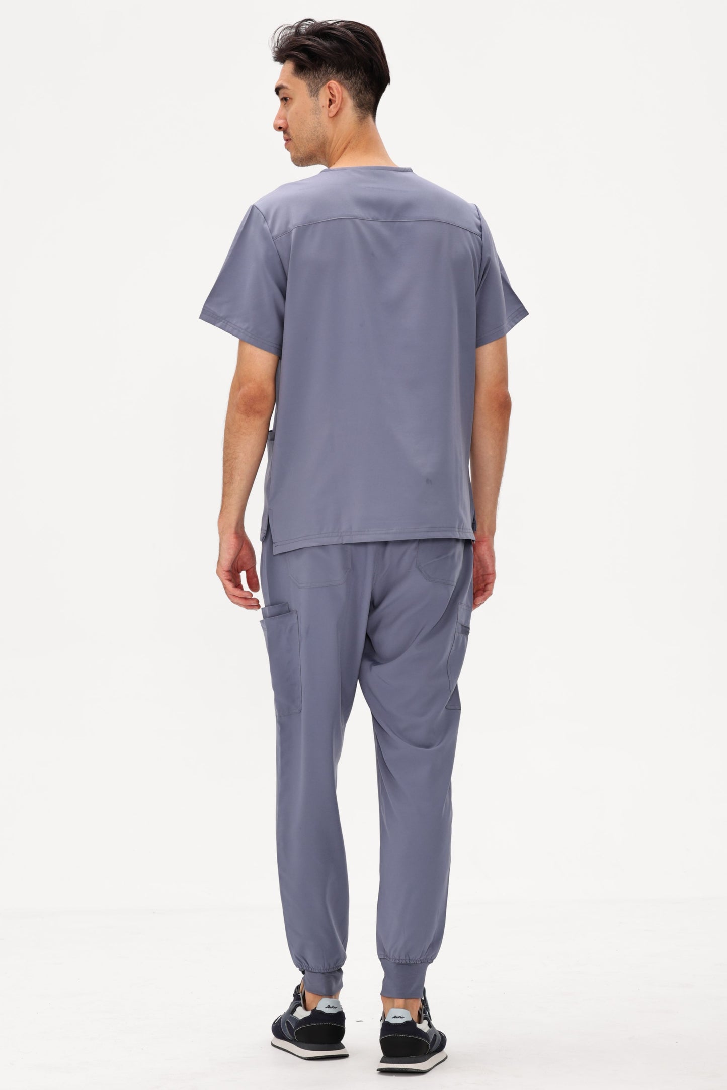 COZYFIT 4 Pockets V-Neck Scrub Top and 7 Pockets Jogger Pants Mens Scrubs Set