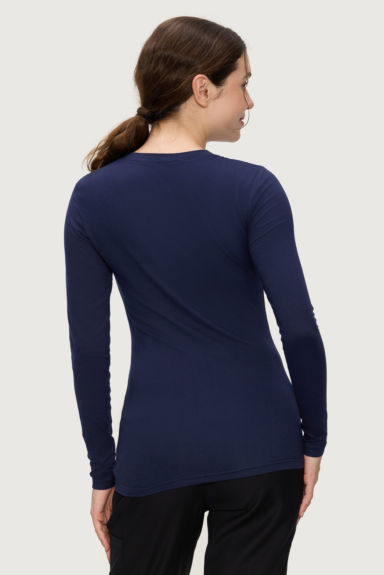 Women’s Underscrub Tee Comfort V-Neck Long Sleeve Undershirt with Soft & Easy Care Fabric