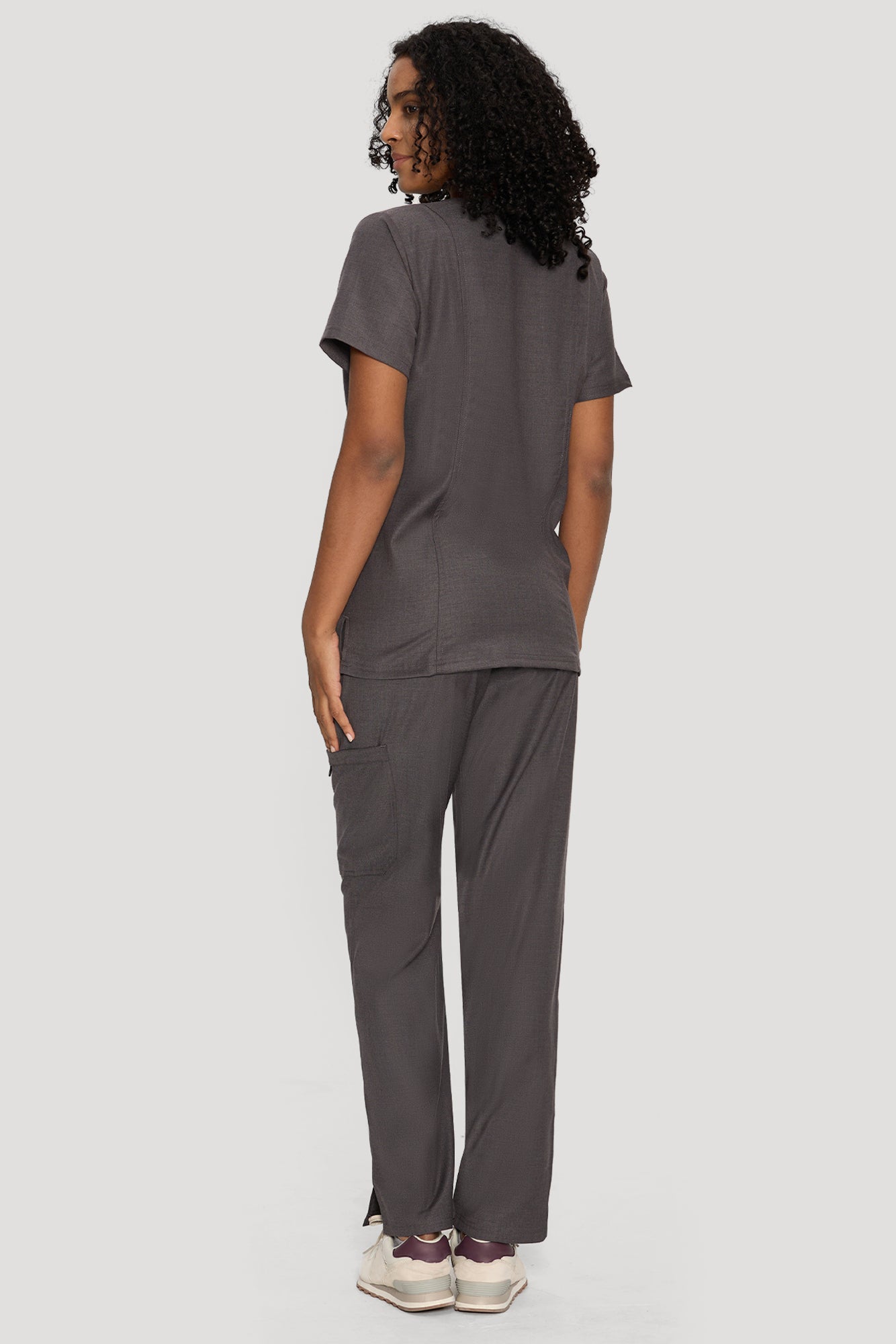 COZYFIT Mock Wrap Scrub Top & Straight Leg Pants with 6 Pockets