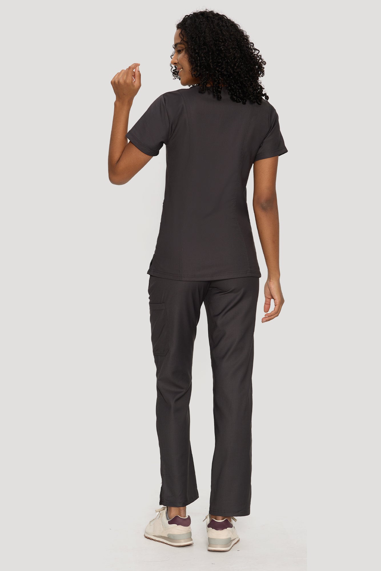 COZYFIT Mock Wrap Scrub Top & Straight Leg Pants with 6 Pockets