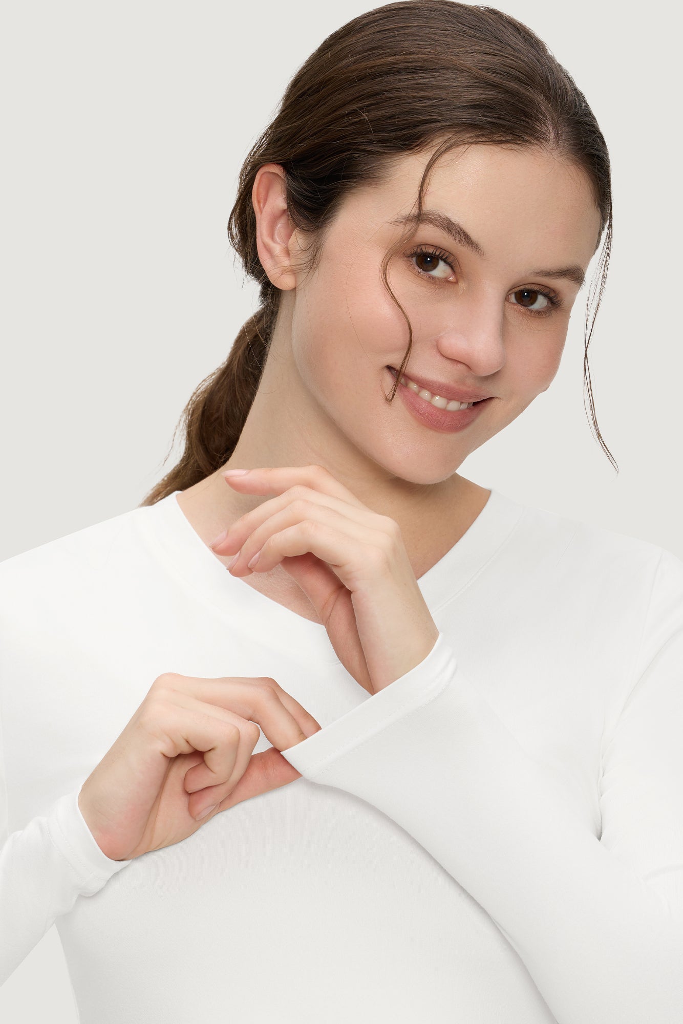 Women’s Underscrub Tee Comfort V-Neck Long Sleeve Undershirt with Soft & Easy Care Fabric