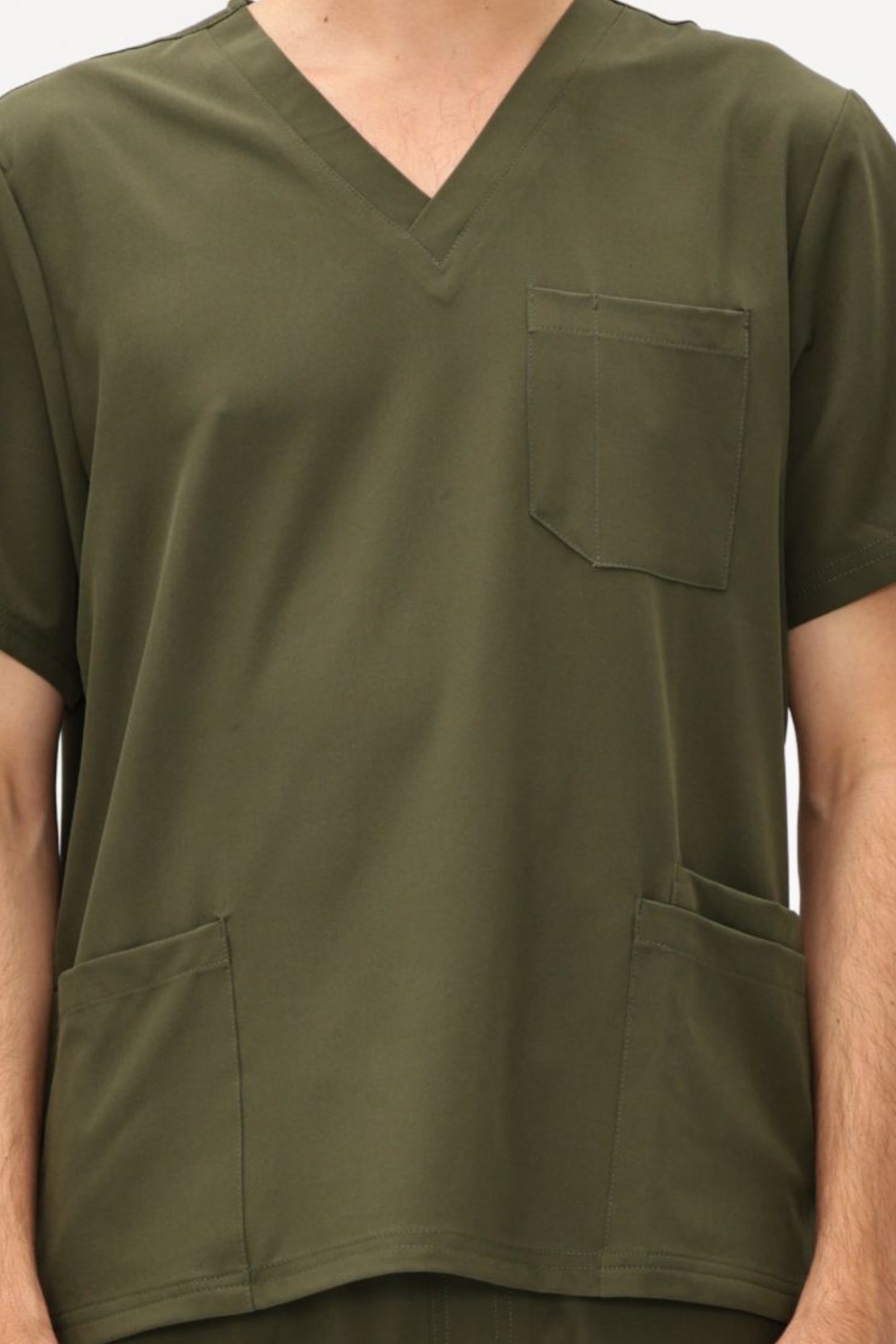 COZYFIT 4 Pockets V-Neck Scrub Top and 7 Pockets Jogger Pants Mens Scrubs Set