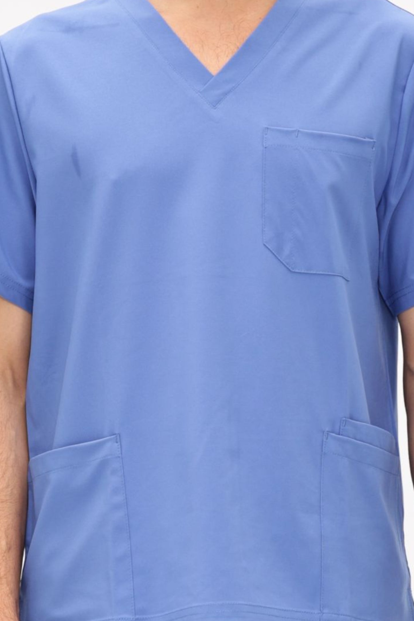 COZYFIT 4 Pockets V-Neck Scrub Top and 7 Pockets Jogger Pants Mens Scrubs Set