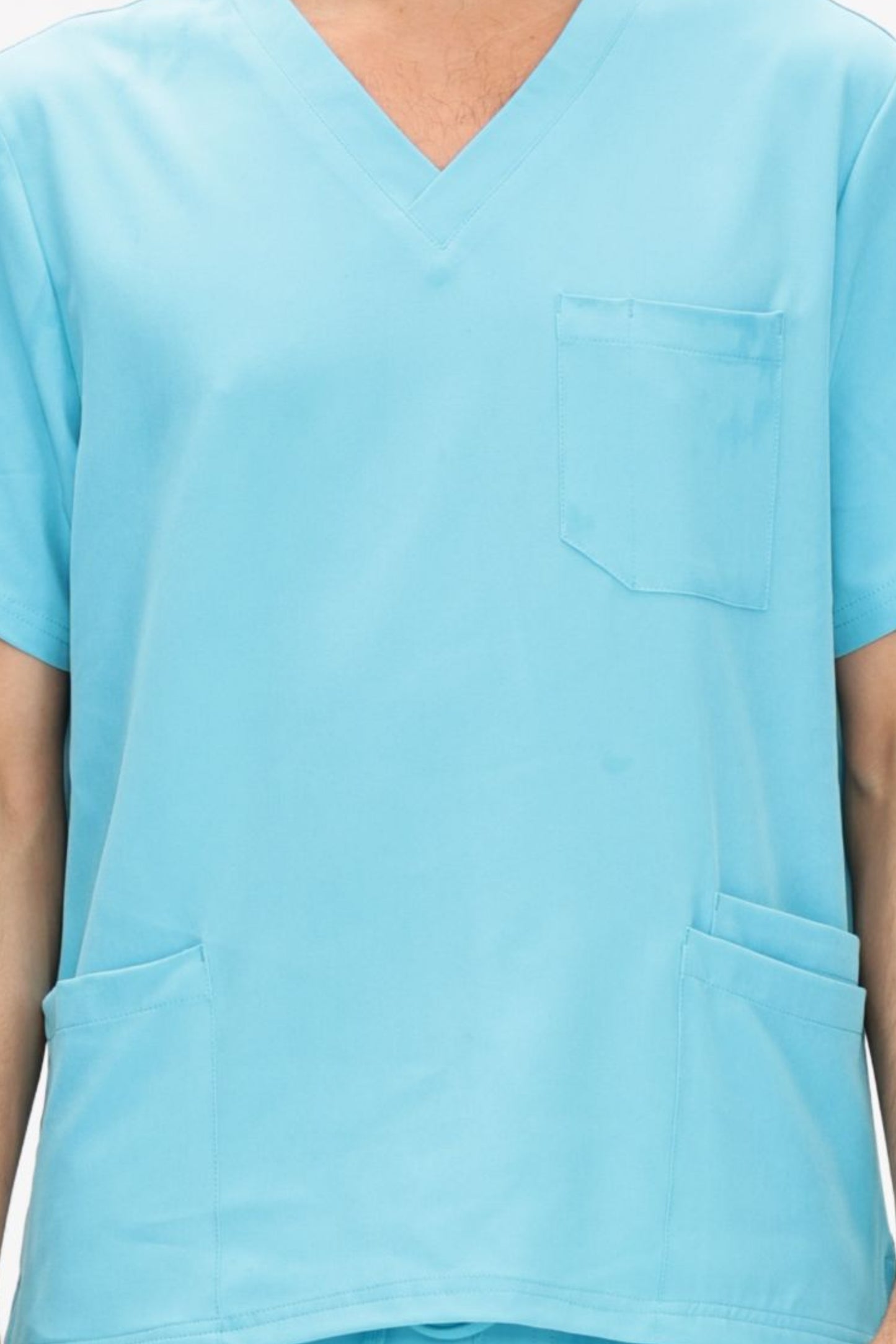 COZYFIT 4 Pockets V-Neck Scrub Top and 7 Pockets Jogger Pants Mens Scrubs Set