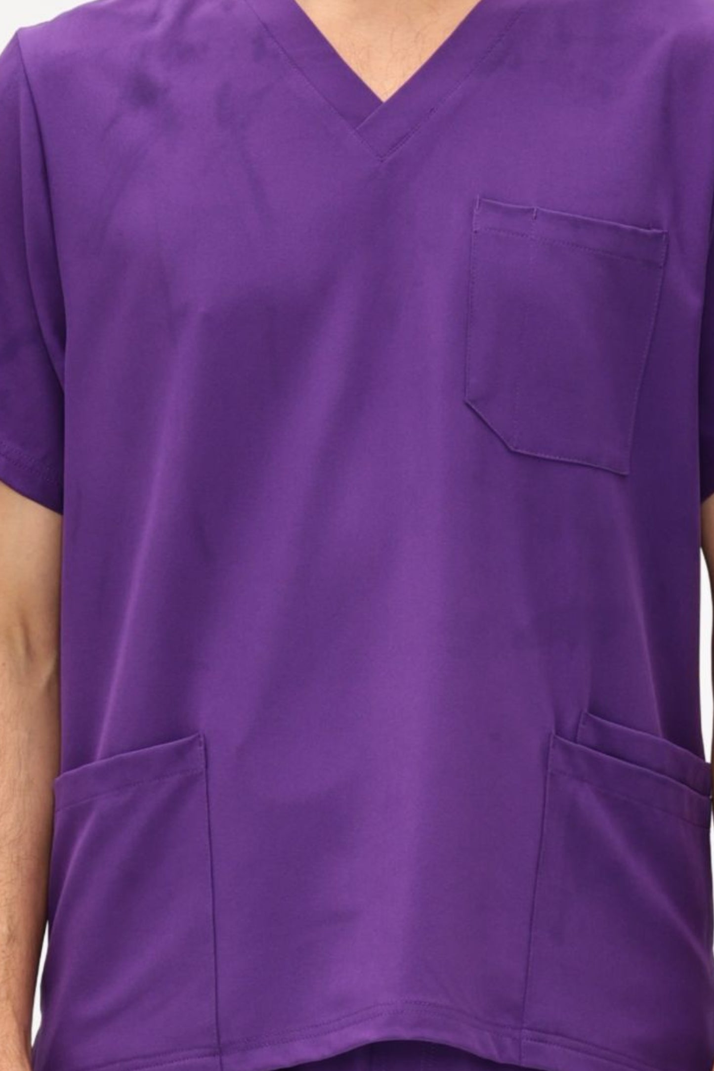 COZYFIT 4 Pockets V-Neck Scrub Top and 7 Pockets Jogger Pants Mens Scrubs Set