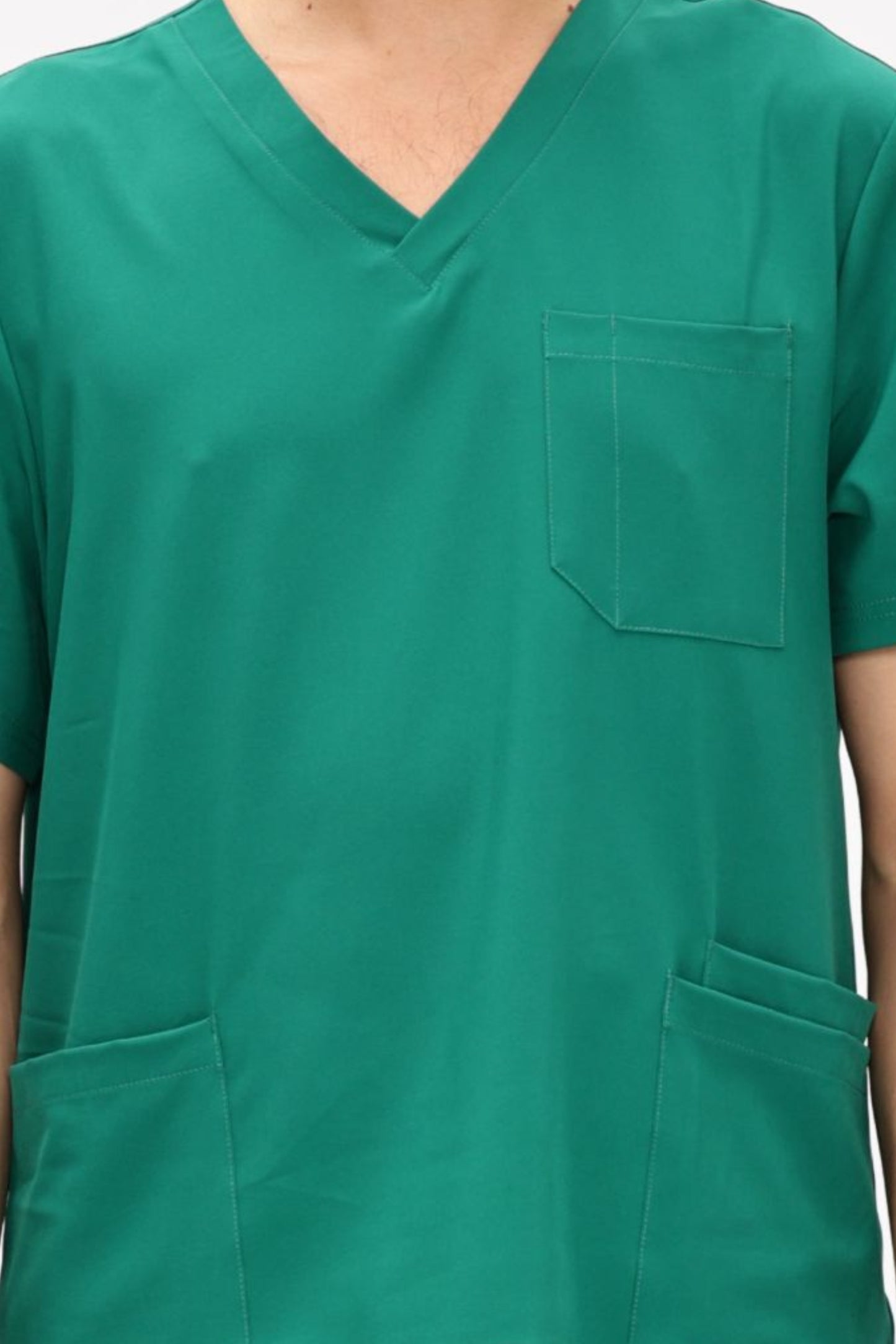 COZYFIT 4 Pockets V-Neck Scrub Top and 7 Pockets Jogger Pants Mens Scrubs Set
