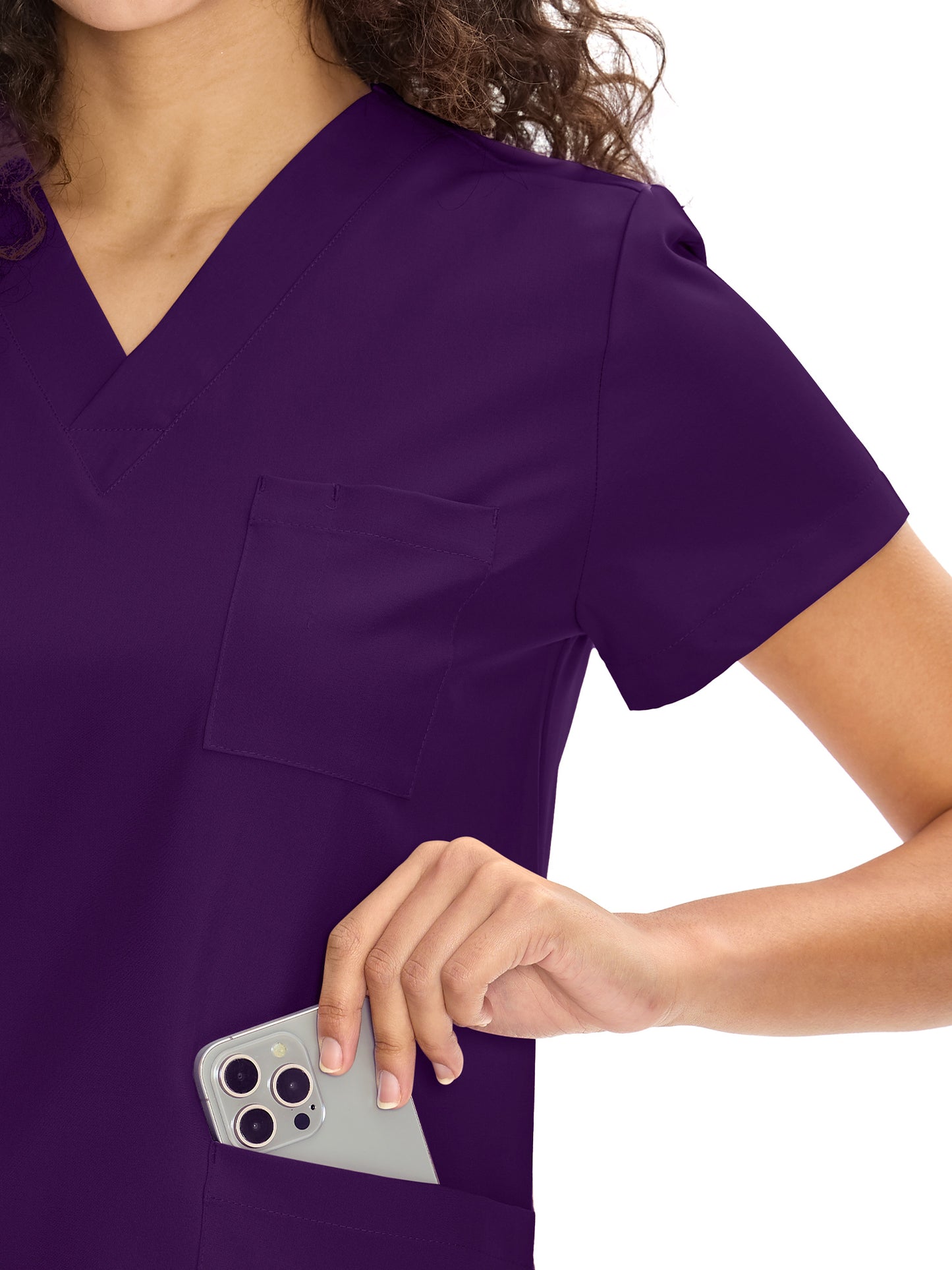 COZYFIT V-Neck Scrub Top & Straight Leg Pants with 9 Pockets