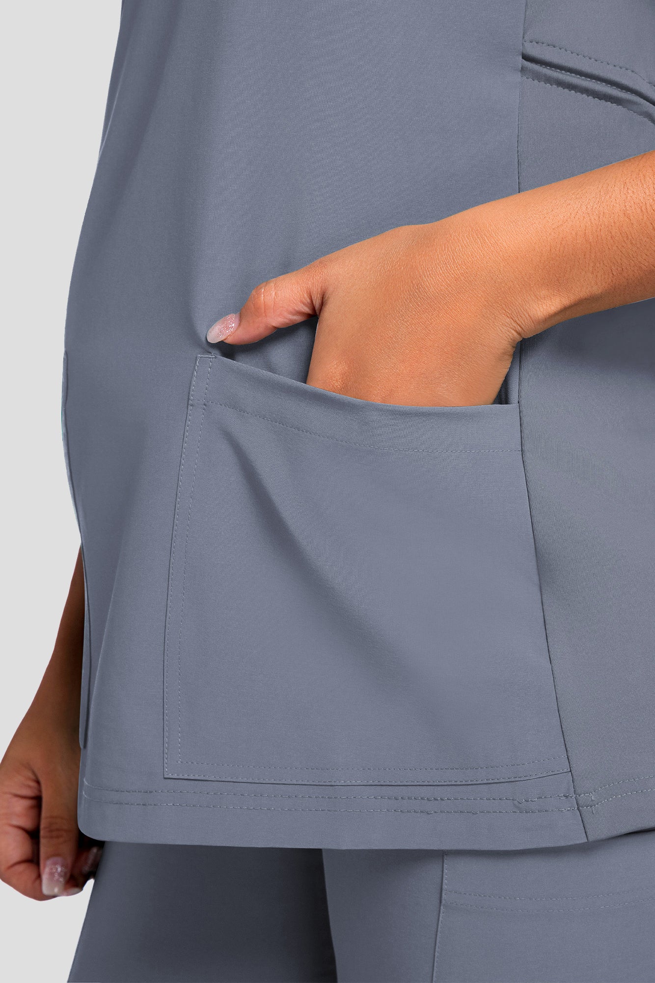 Maternity Scrub Top - V-Neck Shirt, Workwear Pregnancy Scrubs with 2 Pockets
