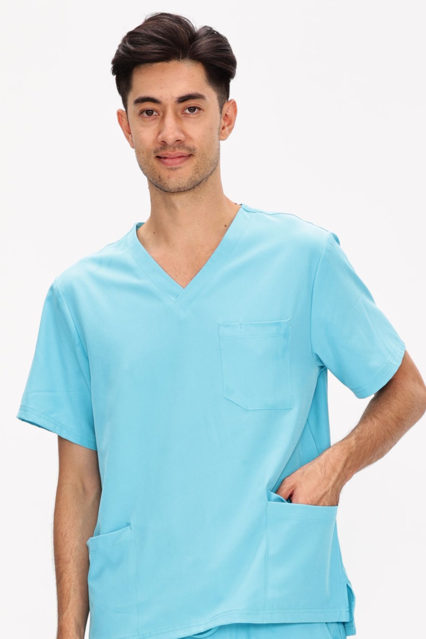 COZYFIT V-Neck Scrubs Tops with 3 Pockets for Men