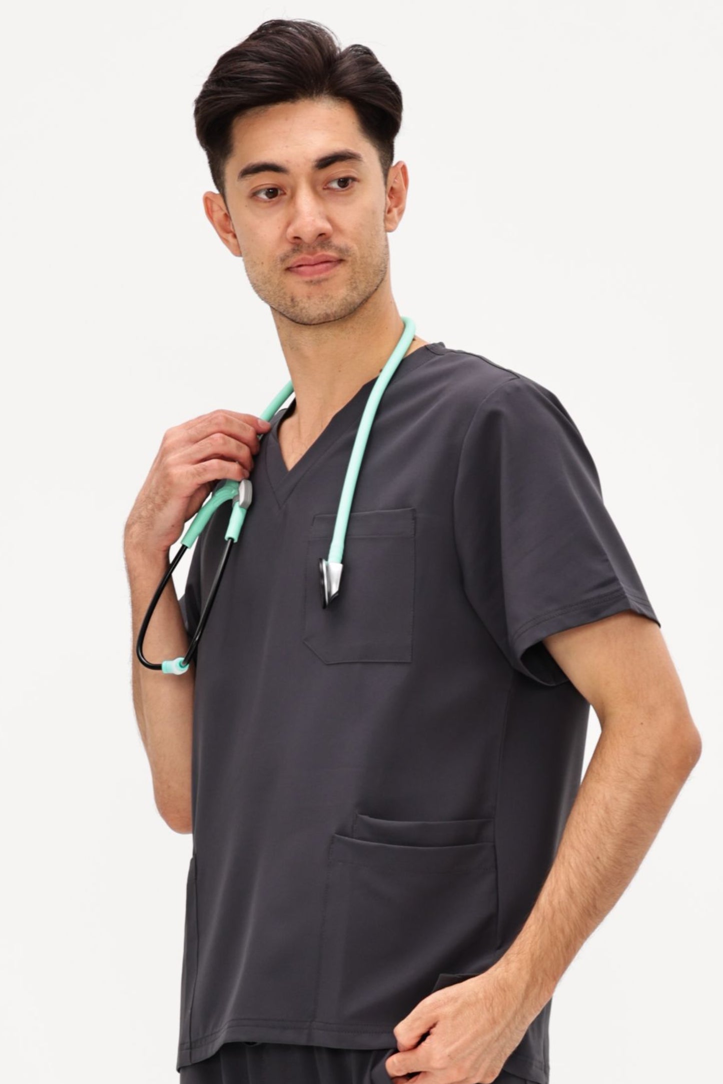 COZYFIT V-Neck Scrubs Tops with 3 Pockets for Men