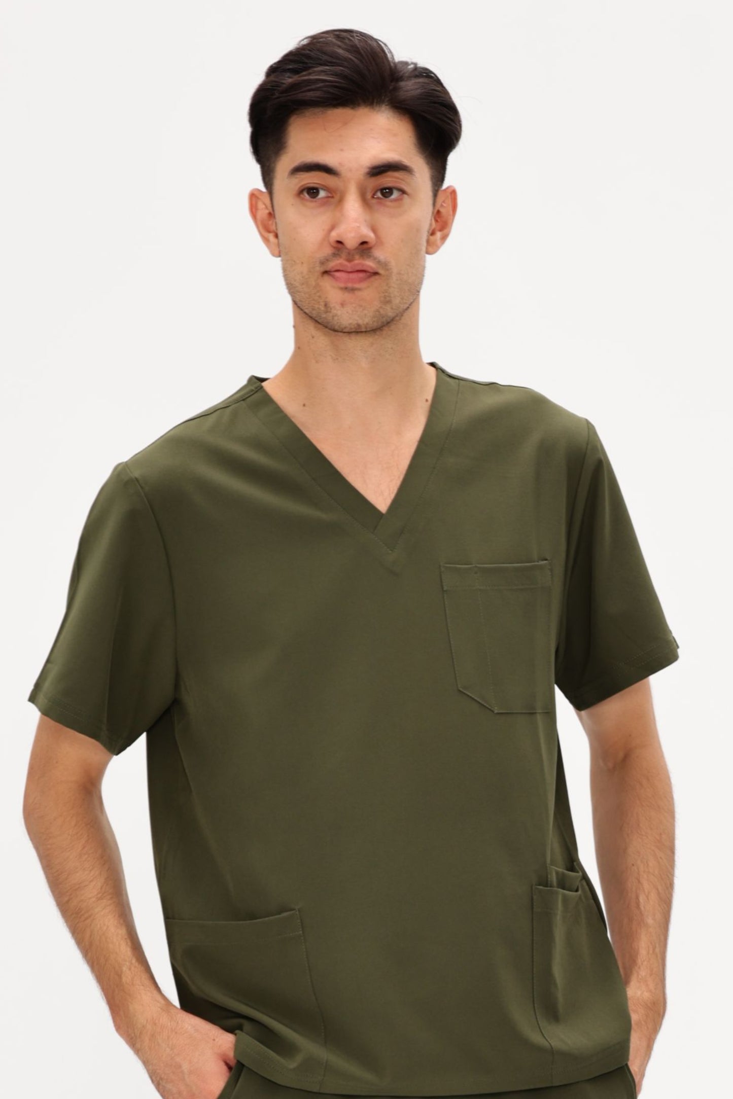 COZYFIT V-Neck Scrubs Tops with 3 Pockets for Men