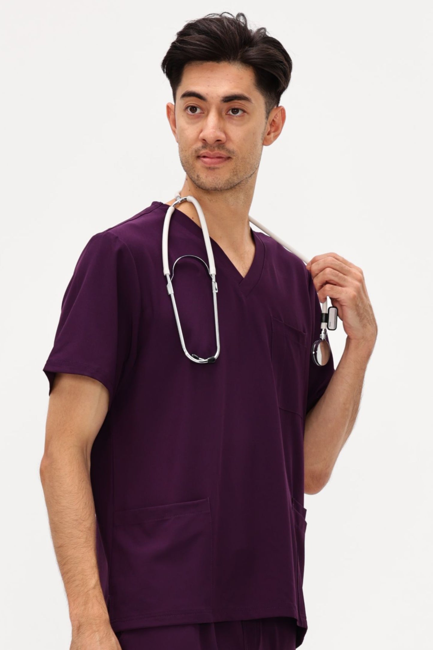 COZYFIT V-Neck Scrubs Tops with 3 Pockets for Men