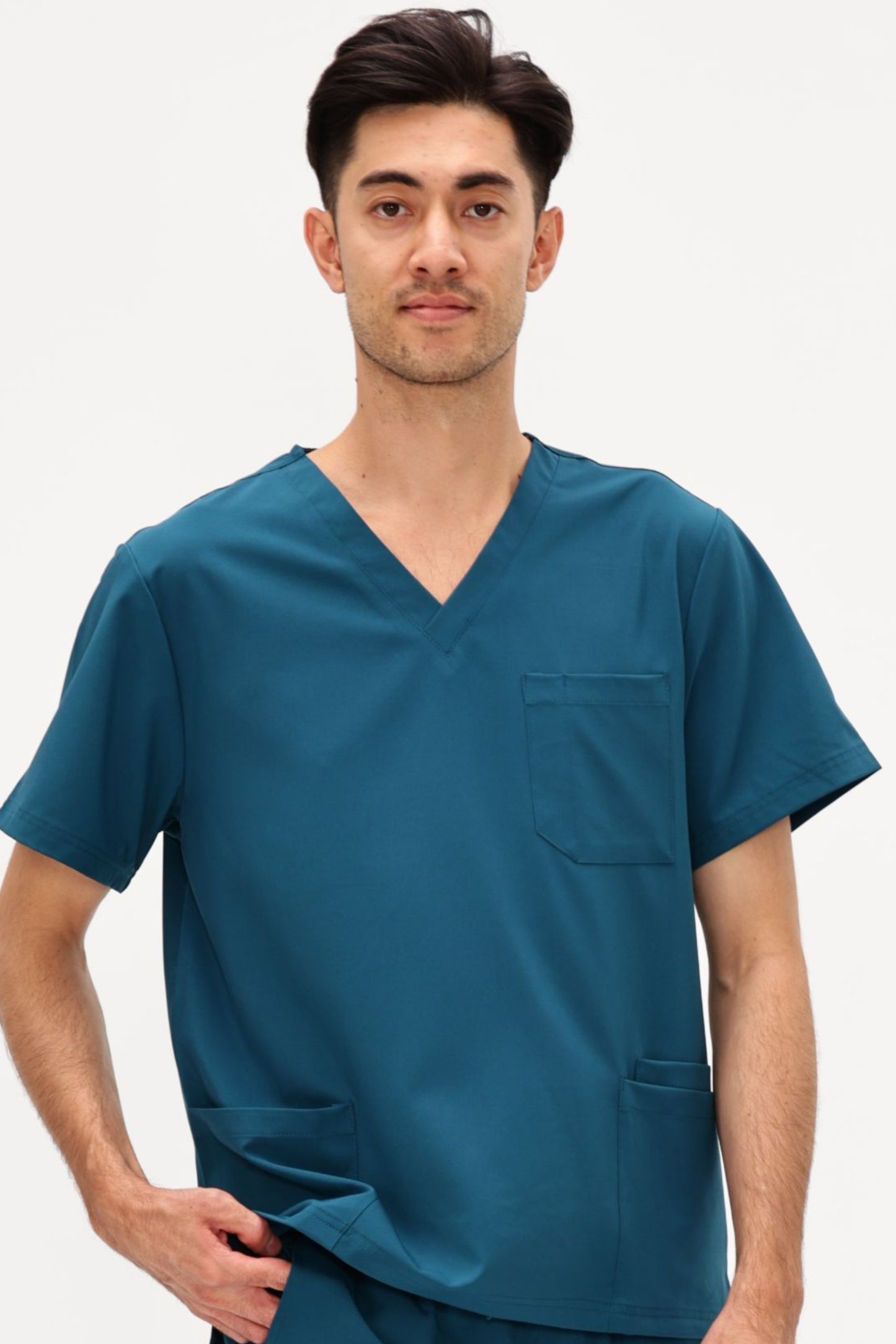 COZYFIT V-Neck Scrubs Tops with 3 Pockets for Men