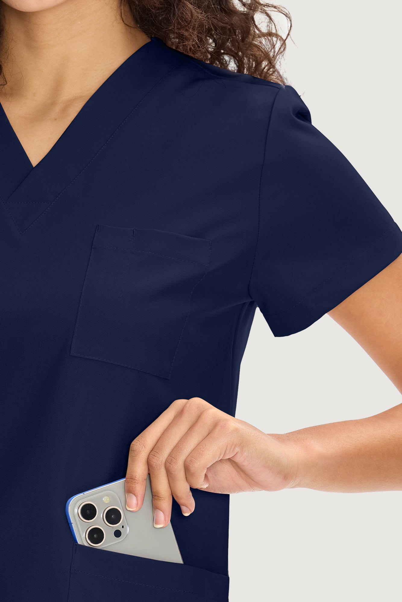 COZYFIT V-Neck Scrub Top & Straight Leg Pants with 9 Pockets