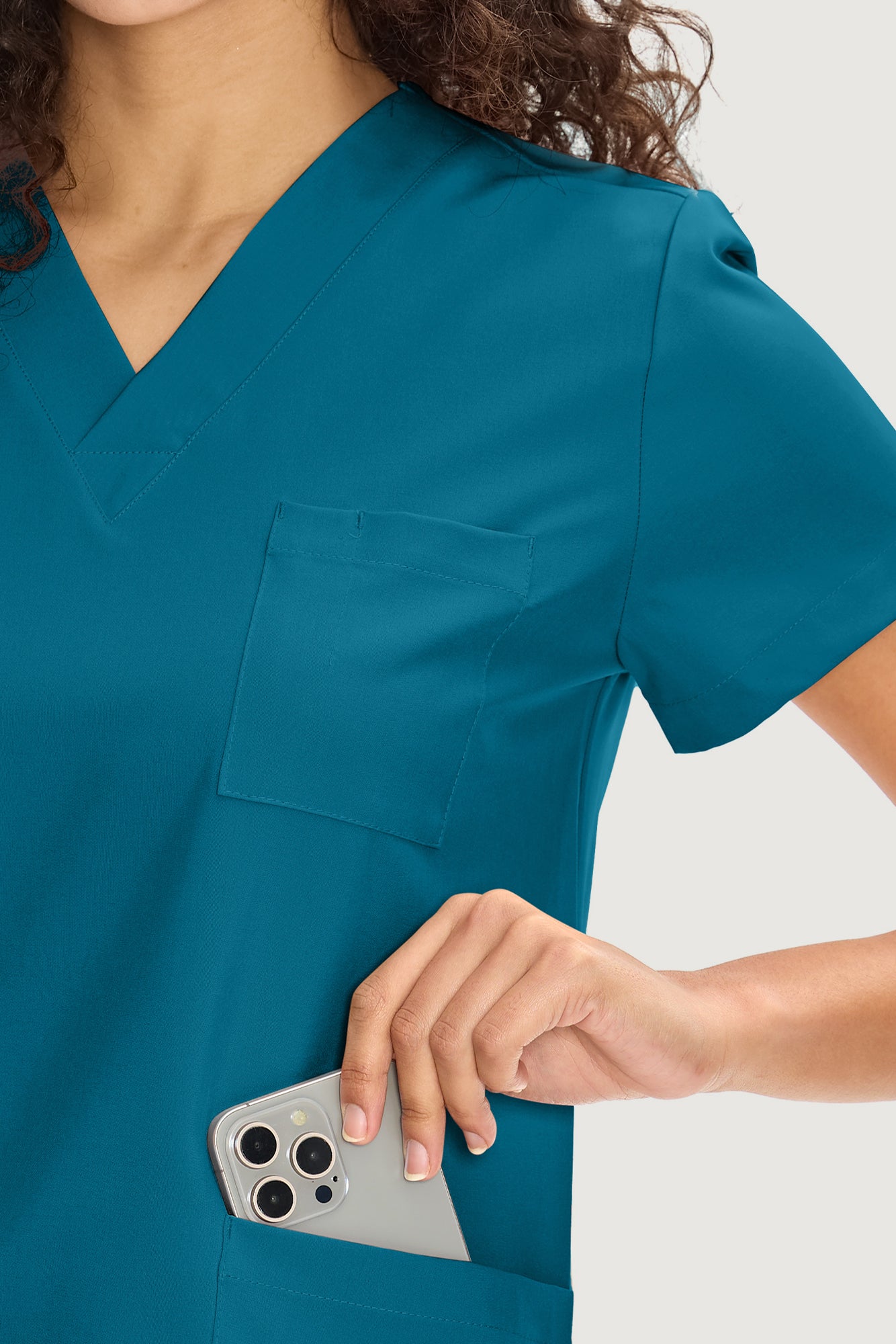 COZYFIT V-Neck Scrub Top & Straight Leg Pants with 9 Pockets