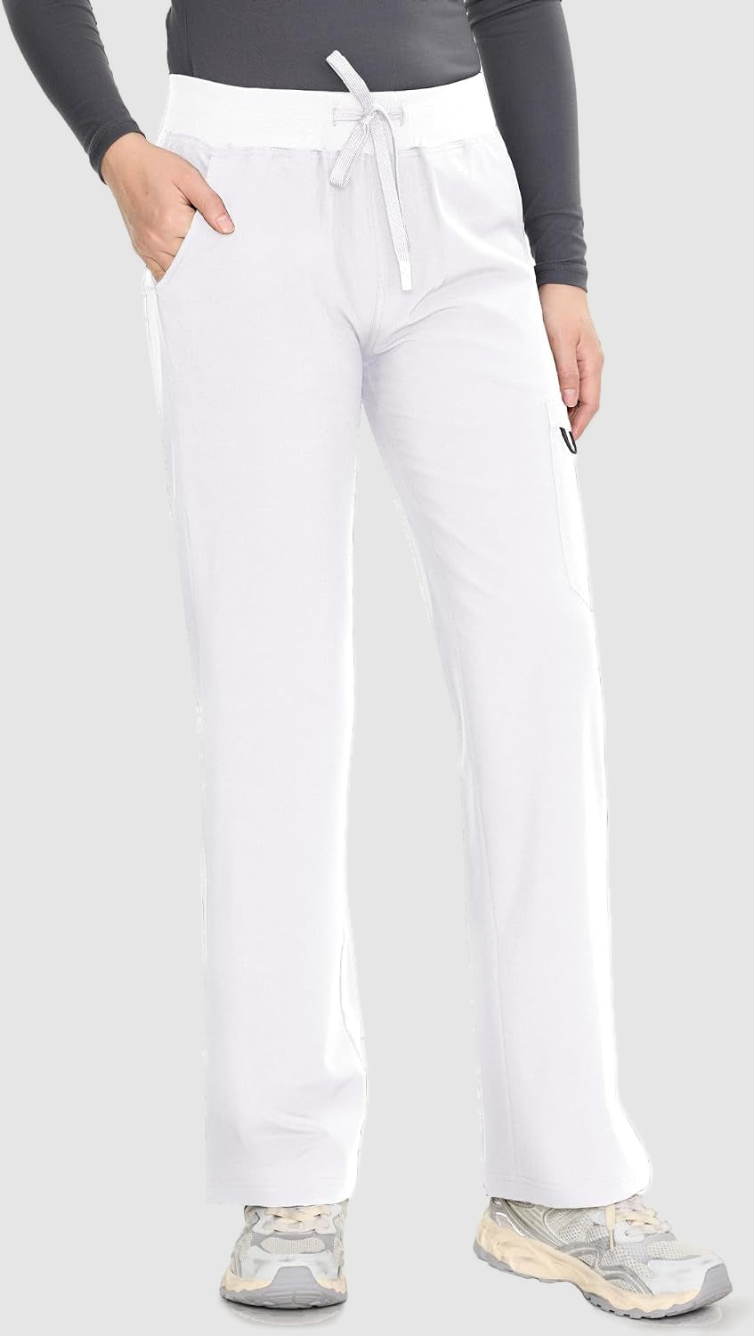 COZYFIT women's white straight-leg cargo scrub pants - image 7