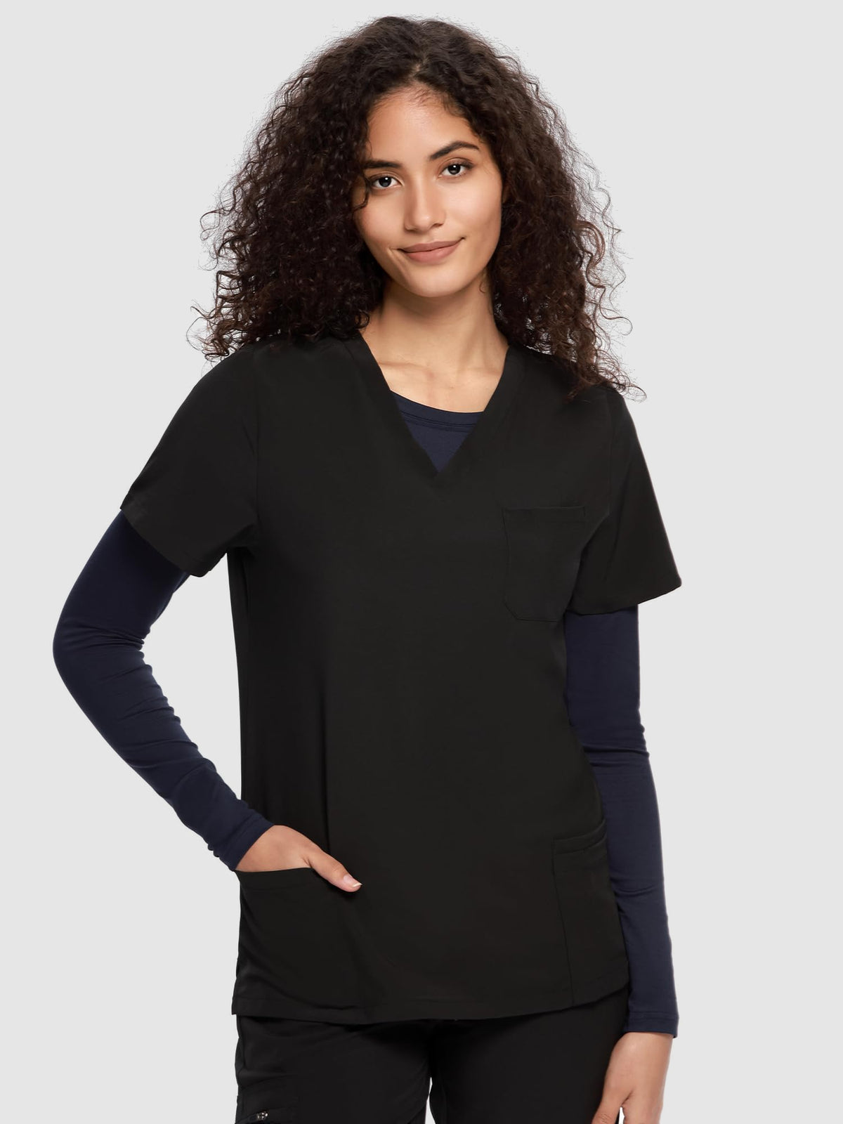 Mira Long Sleeve Crew Neck Underscrub 3-Pack — Navy Blue — 6