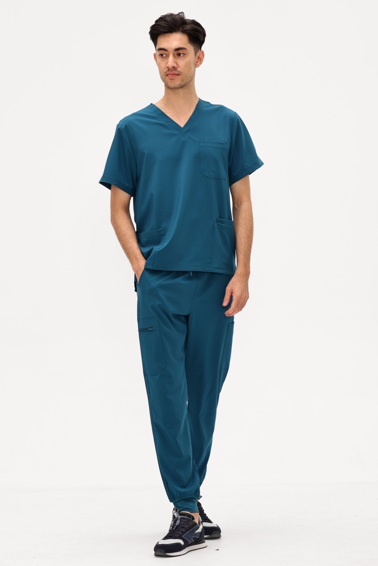 COZYFIT V-Neck Scrubs Tops with 3 Pockets for Men
