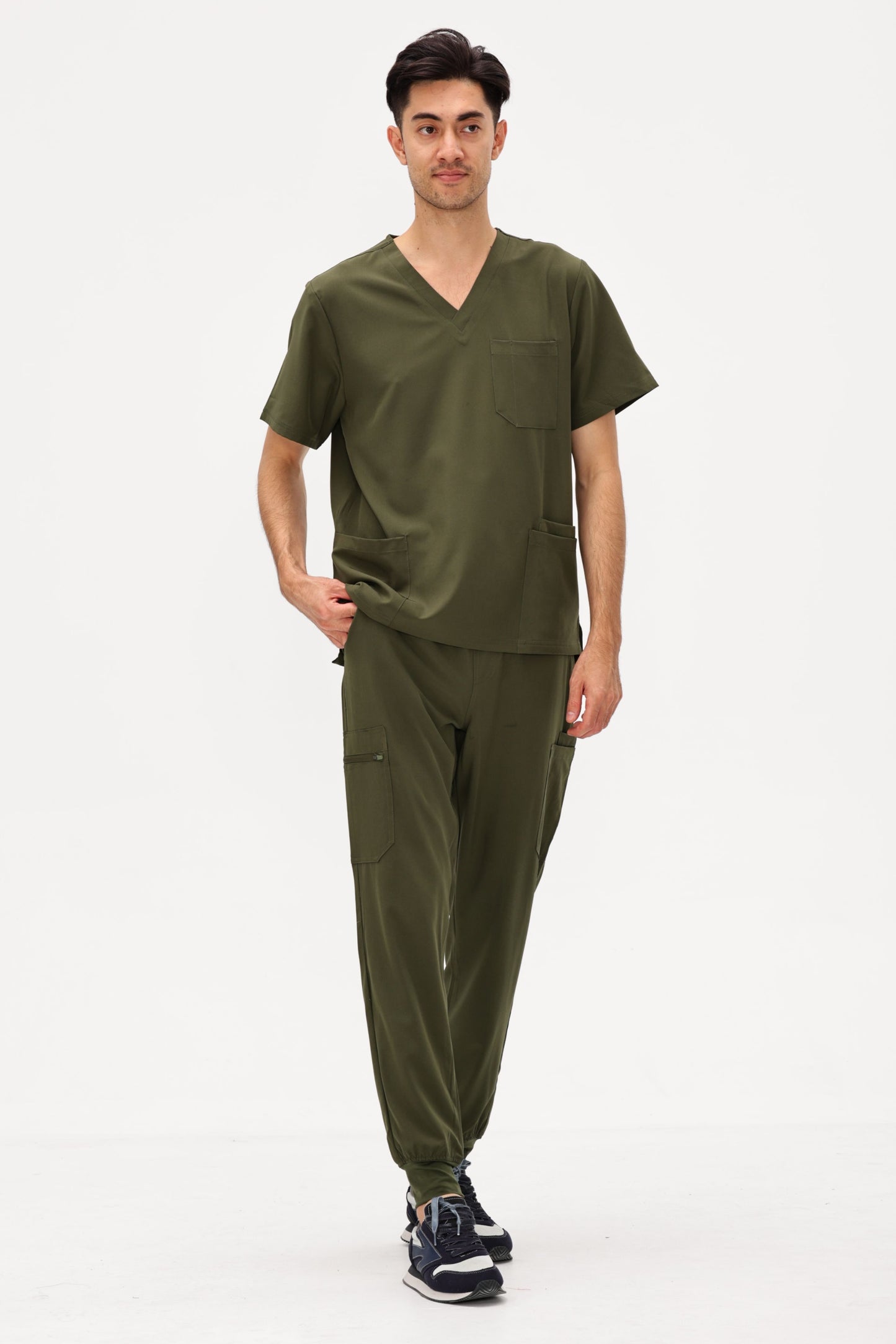 COZYFIT V-Neck Scrubs Tops with 3 Pockets for Men