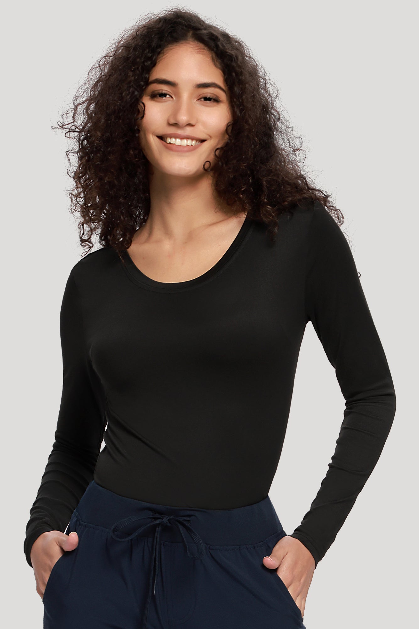 COZYFIT Long Sleeve Crew Neck Scrubs Undershirts for Nurse