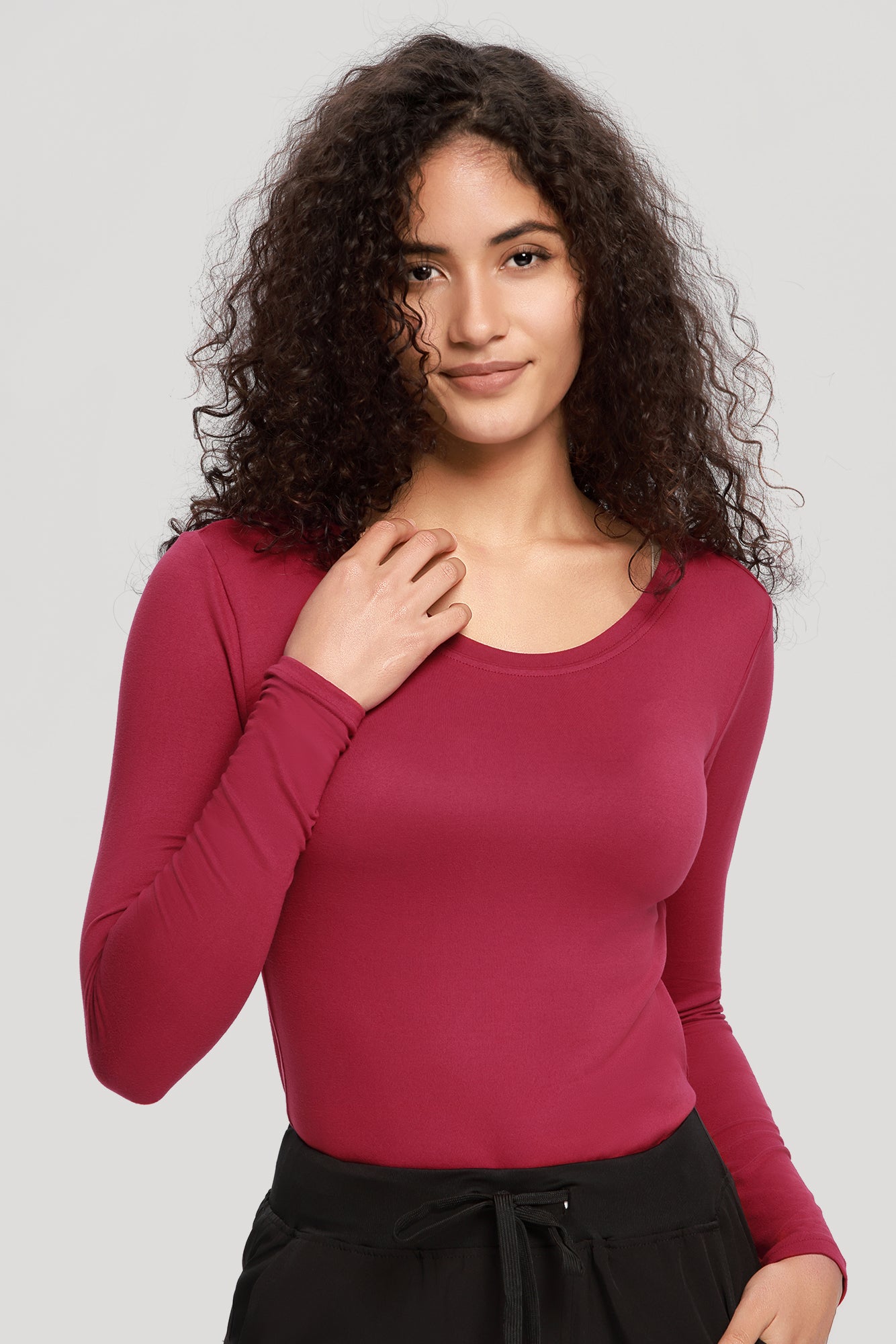 COZYFIT Long Sleeve Crew Neck Scrubs Undershirts for Nurse