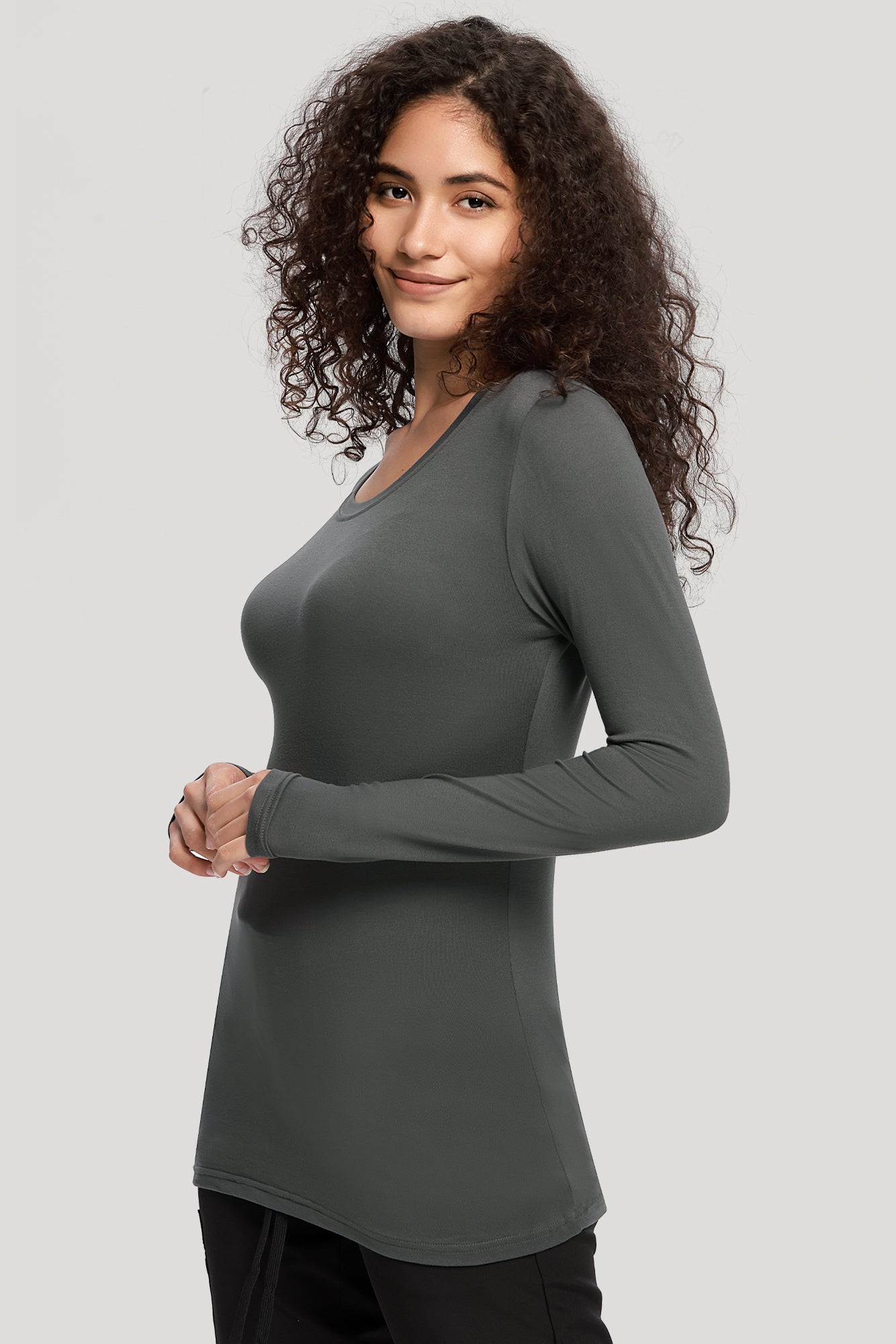 COZYFIT Long Sleeve Crew Neck Scrubs Undershirts for Nurse